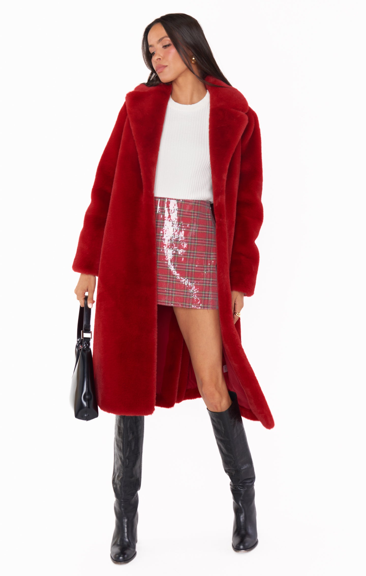 Red Faux Fur Jacket for Winter & Holidays | Miss Tiffy