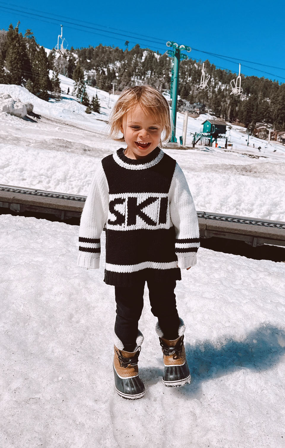 Black Ski Knit Sweater for Kids | Mini Ski In