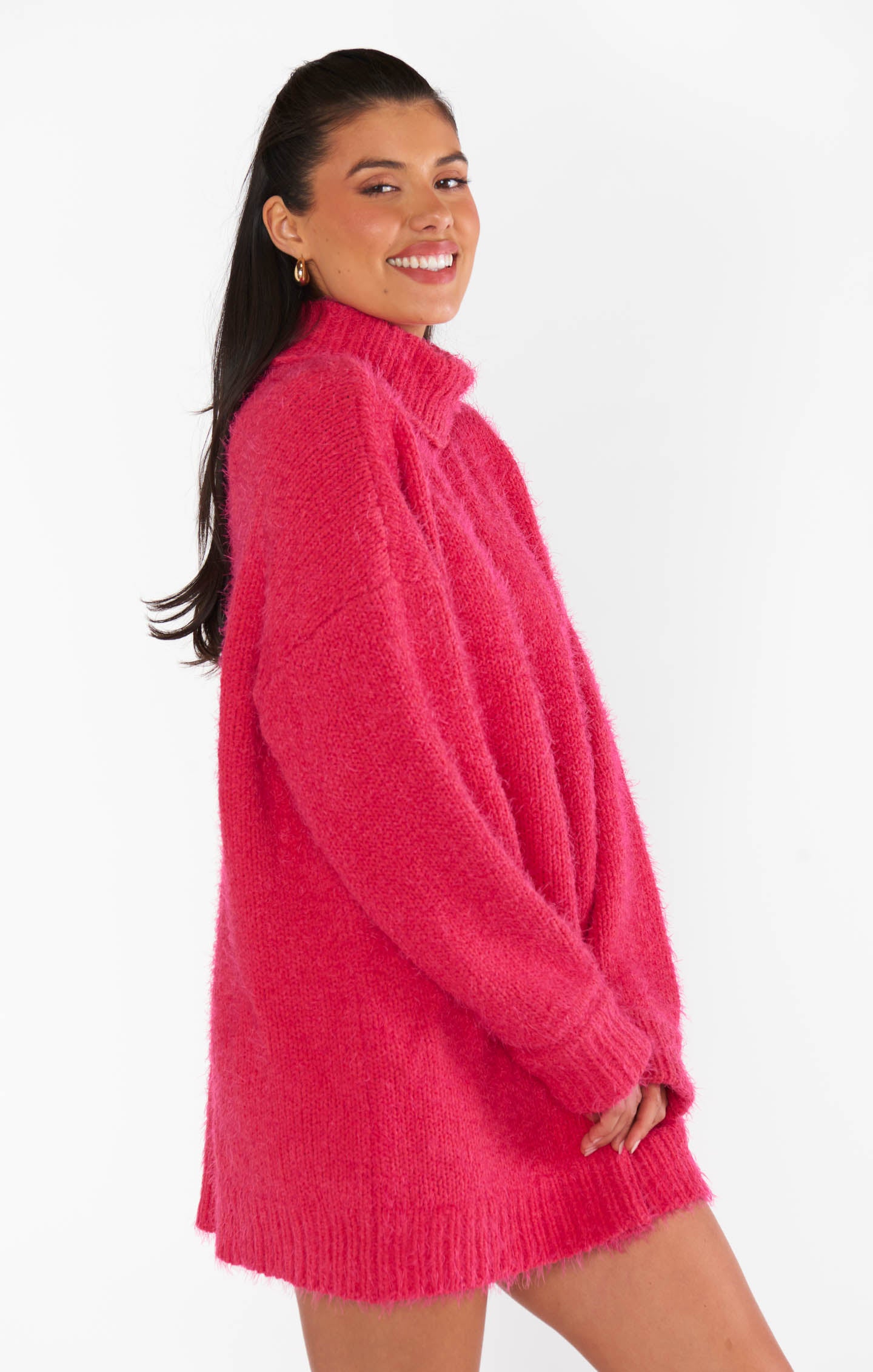 Soft Pink Knit Tunic Sweater for Women | Timmy