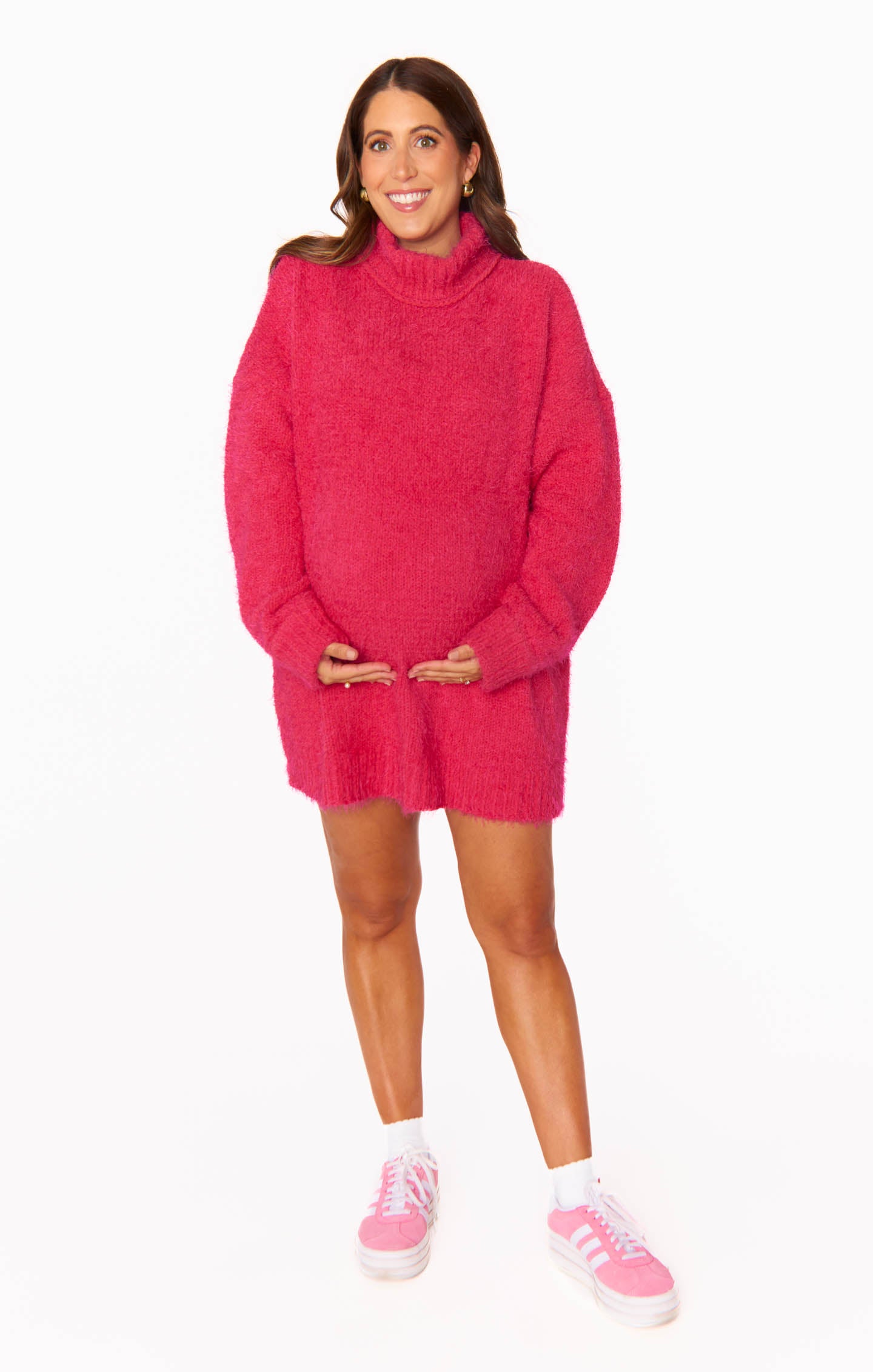 Soft Pink Knit Tunic Sweater for Women | Timmy