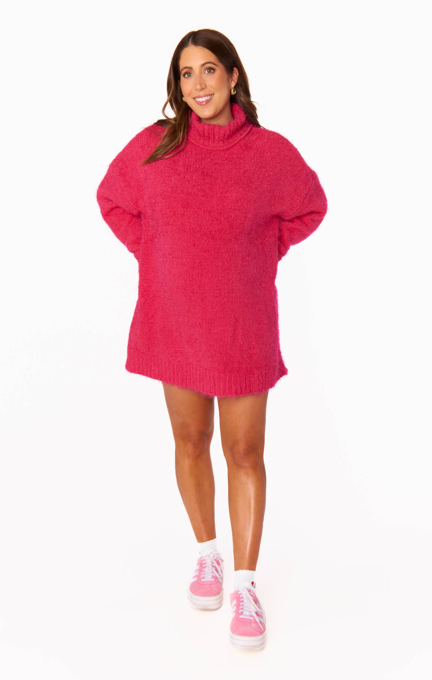 Soft Pink Knit Tunic Sweater for Women | Timmy