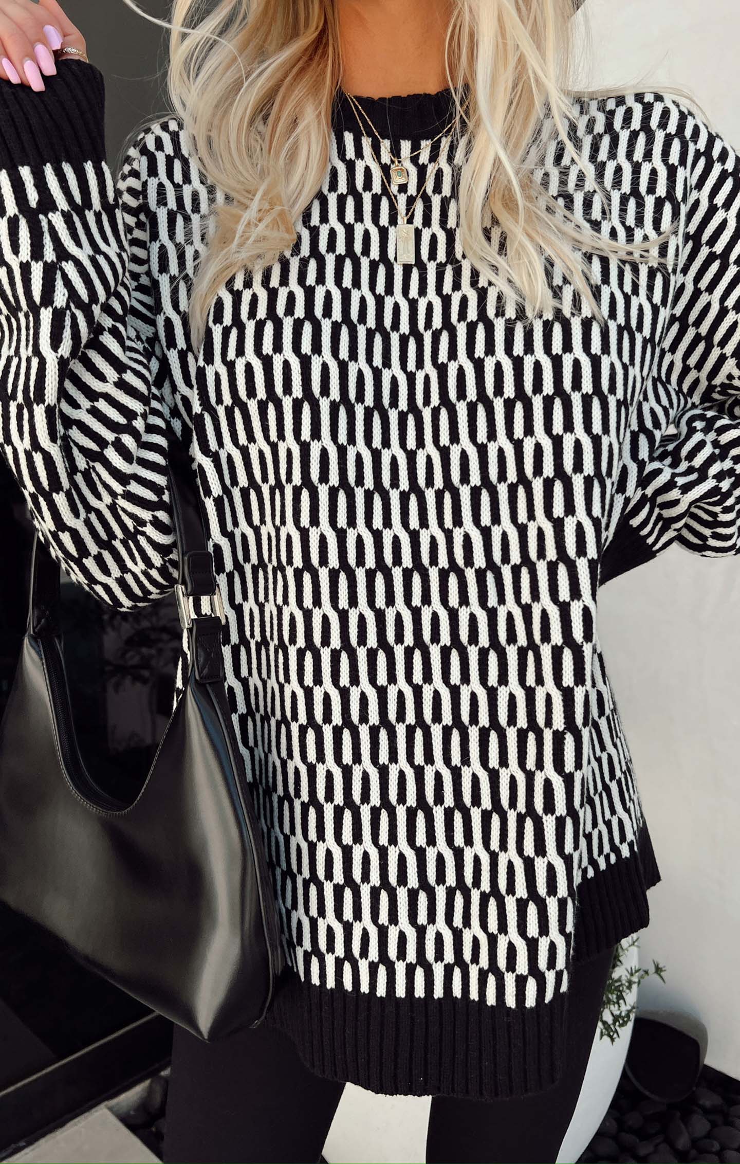 Cozy Geo Knit Sweater for Women | Chilly Metro Style