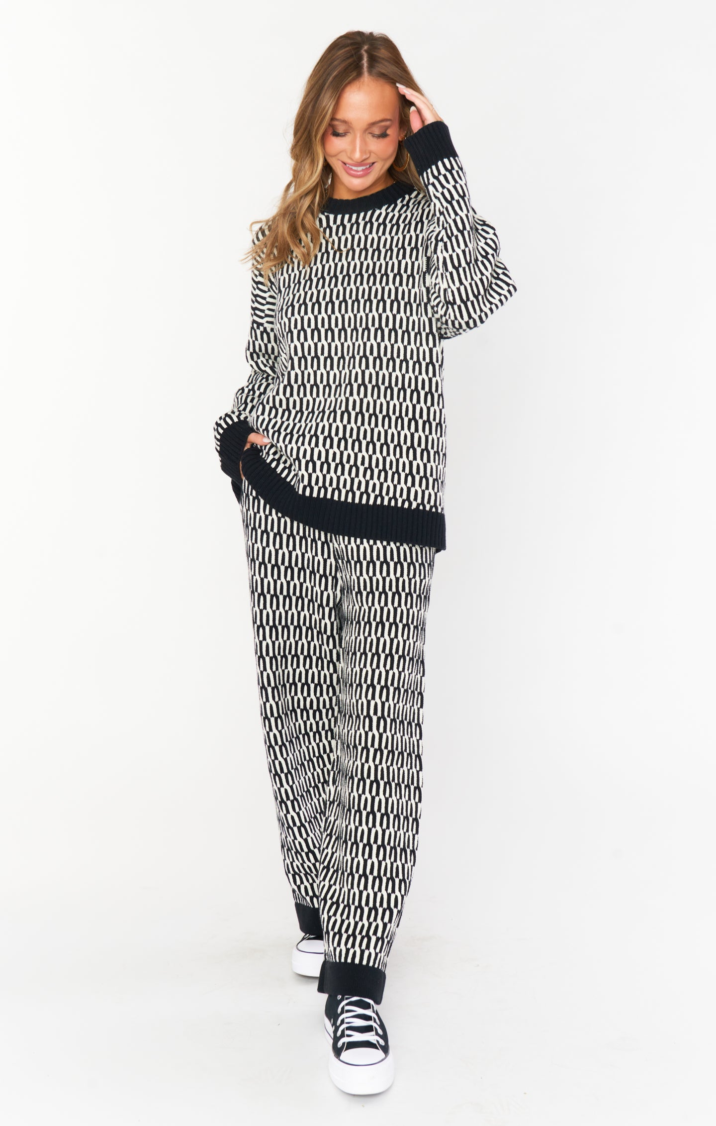 Cozy Geo Knit Sweater for Women | Chilly Metro Style