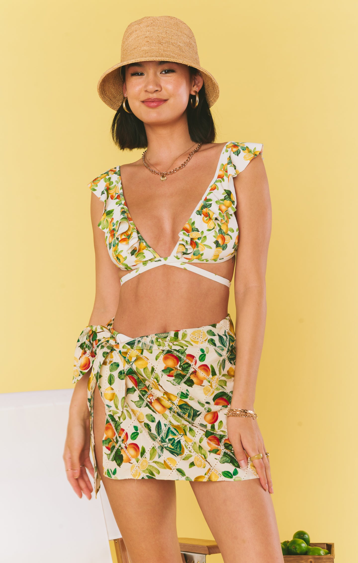 Citrus Print Sarong for Swimwear & Beach Cover-Up | Leyla