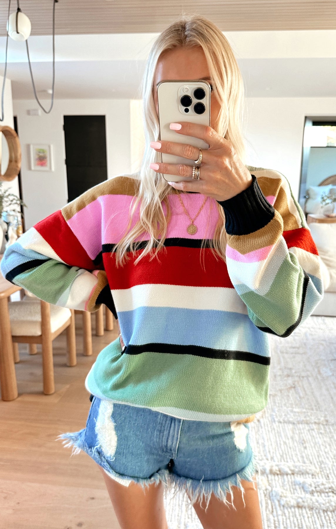 Oversized Stripe Knit Tunic Sweater | Ember
