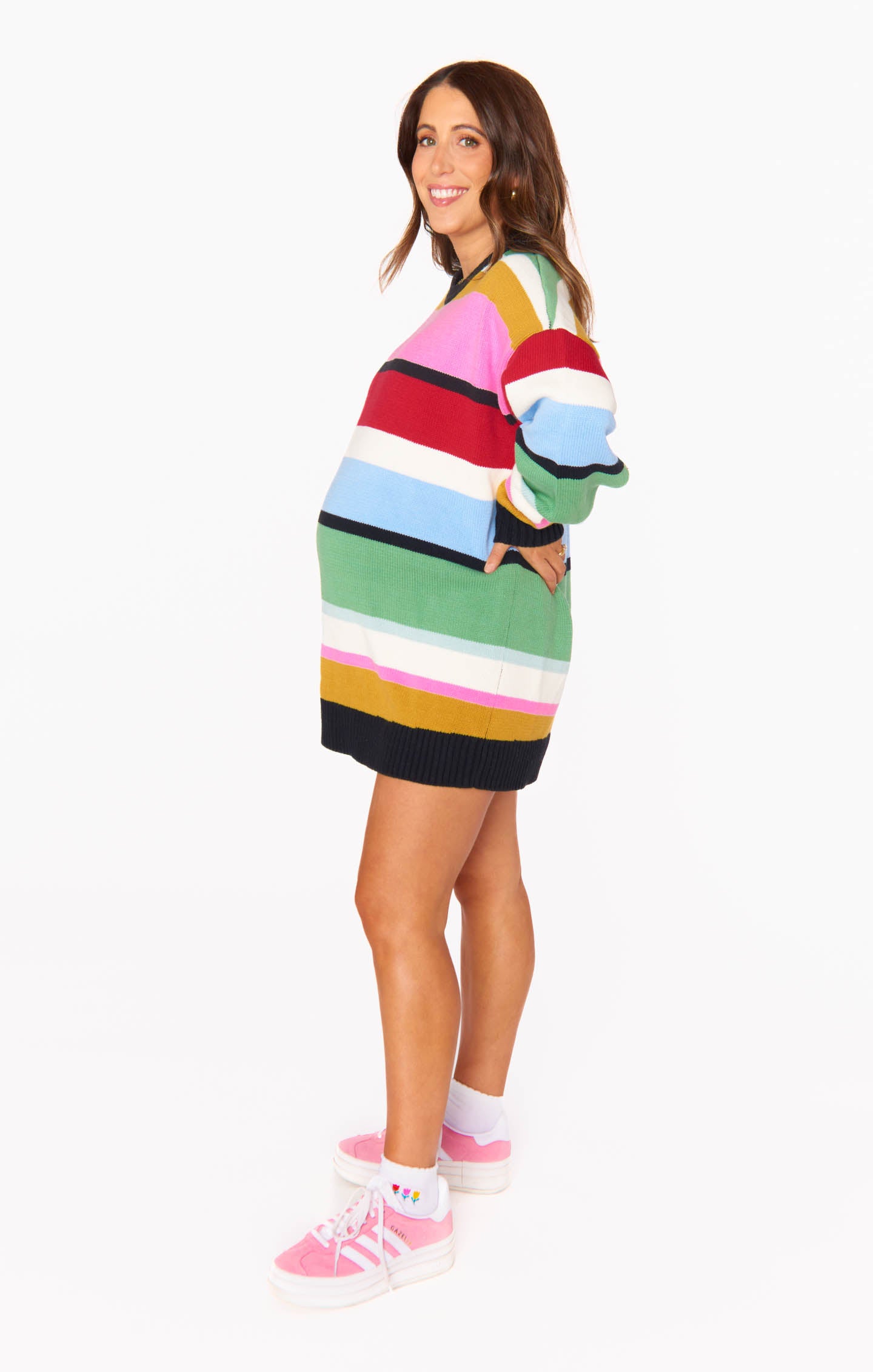 Oversized Stripe Knit Tunic Sweater | Ember
