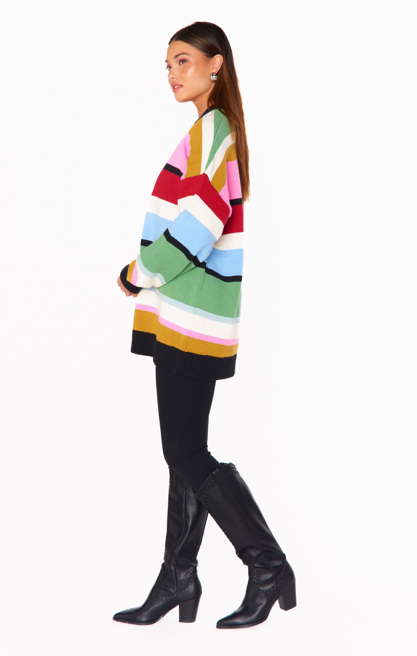 Oversized Stripe Knit Tunic Sweater | Ember