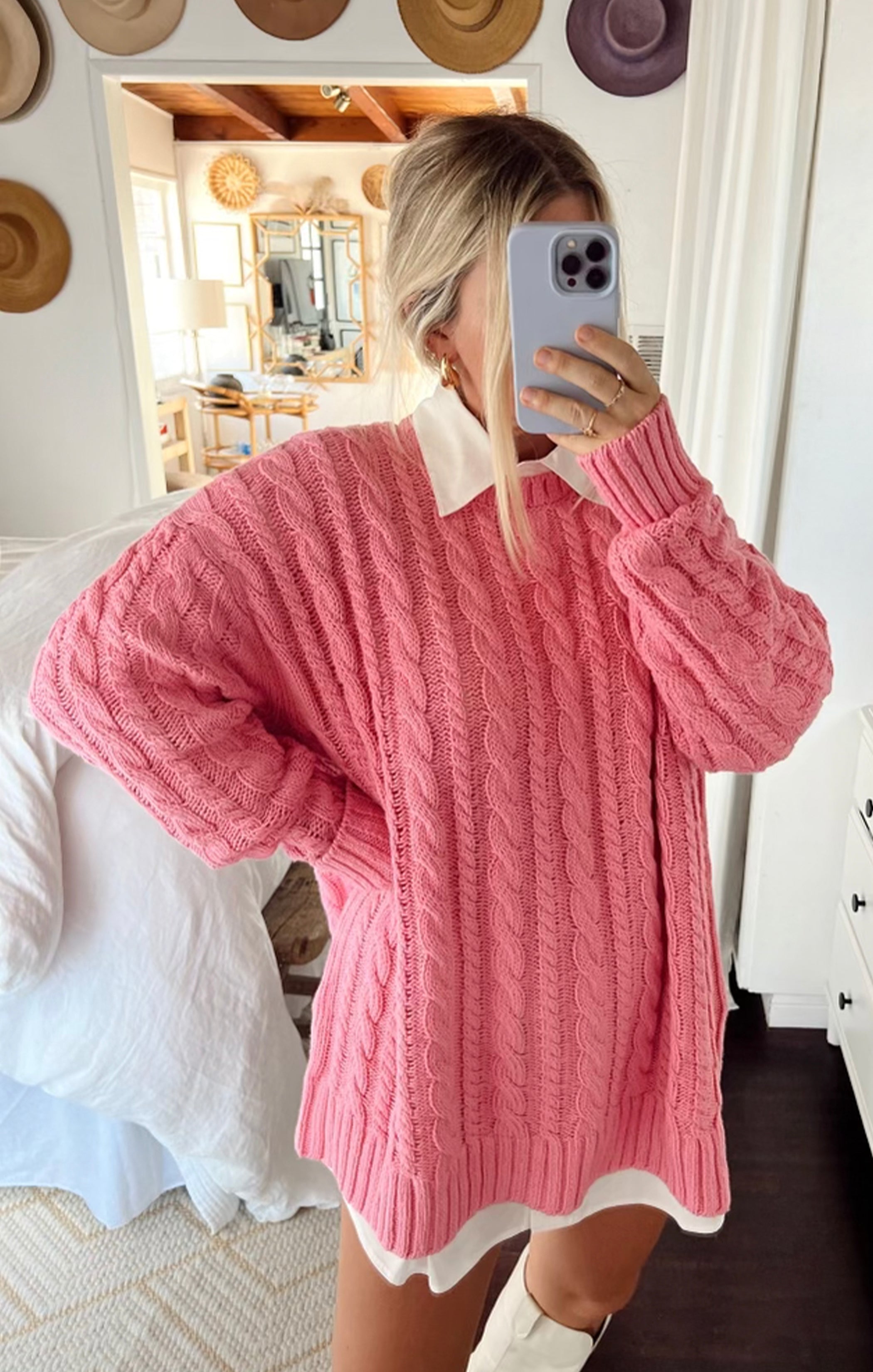 Oversized Cable Knit Sweater for Women | Day to Day Tunic