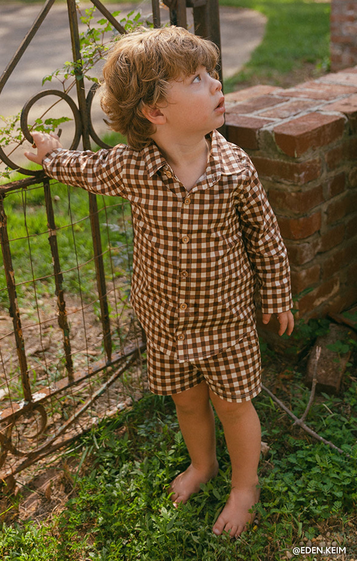 Brown Gingham Button-Down Shirt for Toddlers | Lil Easy