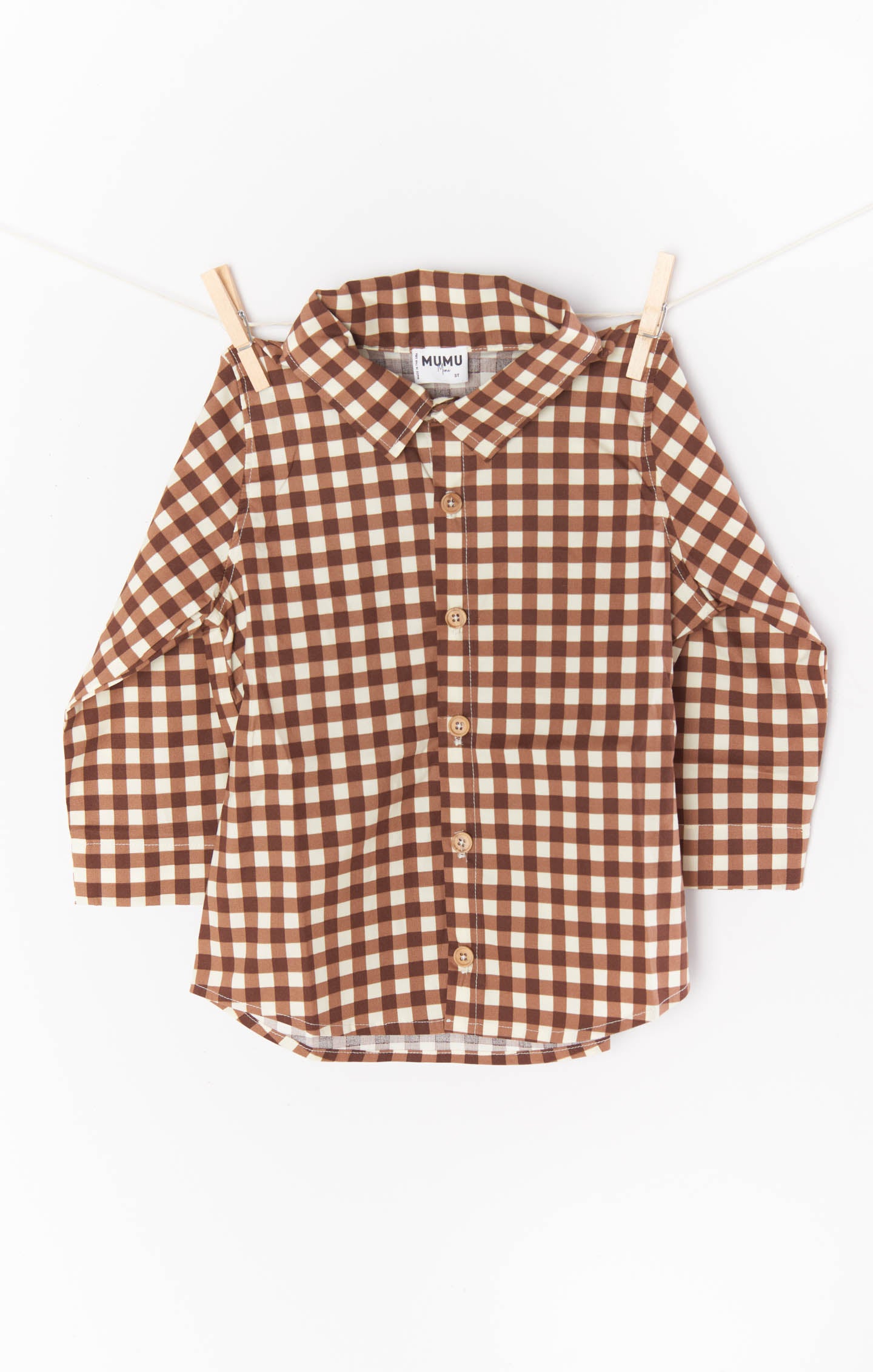 Brown Gingham Button-Down Shirt for Toddlers | Lil Easy