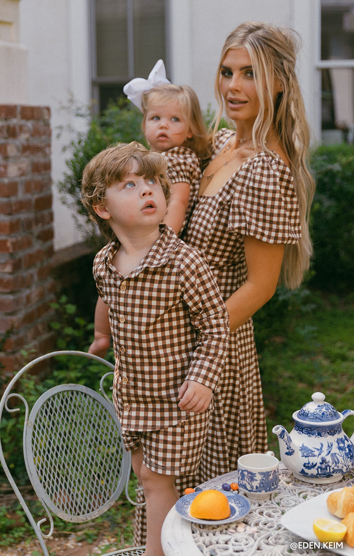 Baby Shorts with Adjustable Waist - Brown Gingham | Lil Easy