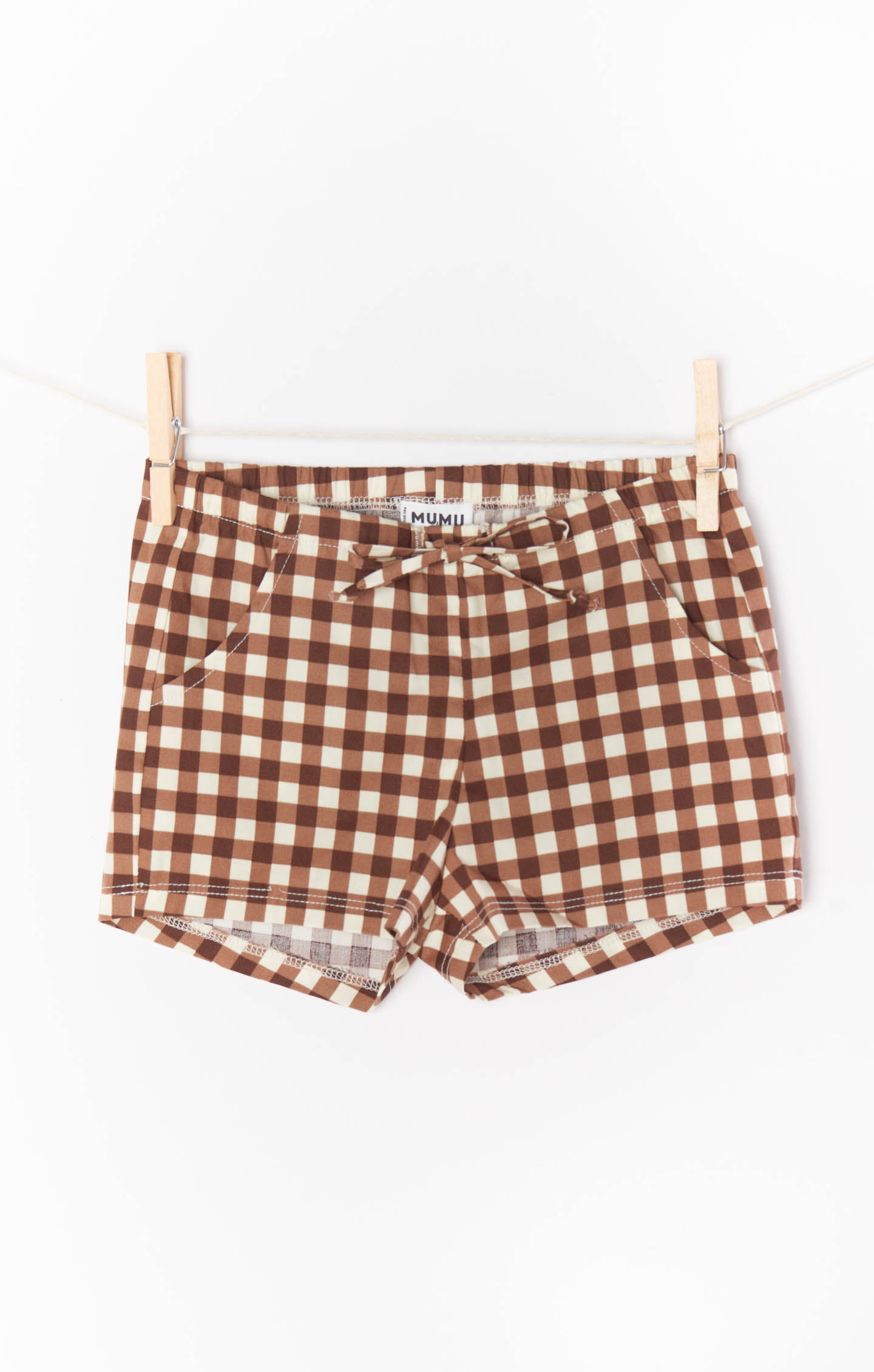 Baby Shorts with Adjustable Waist - Brown Gingham | Lil Easy