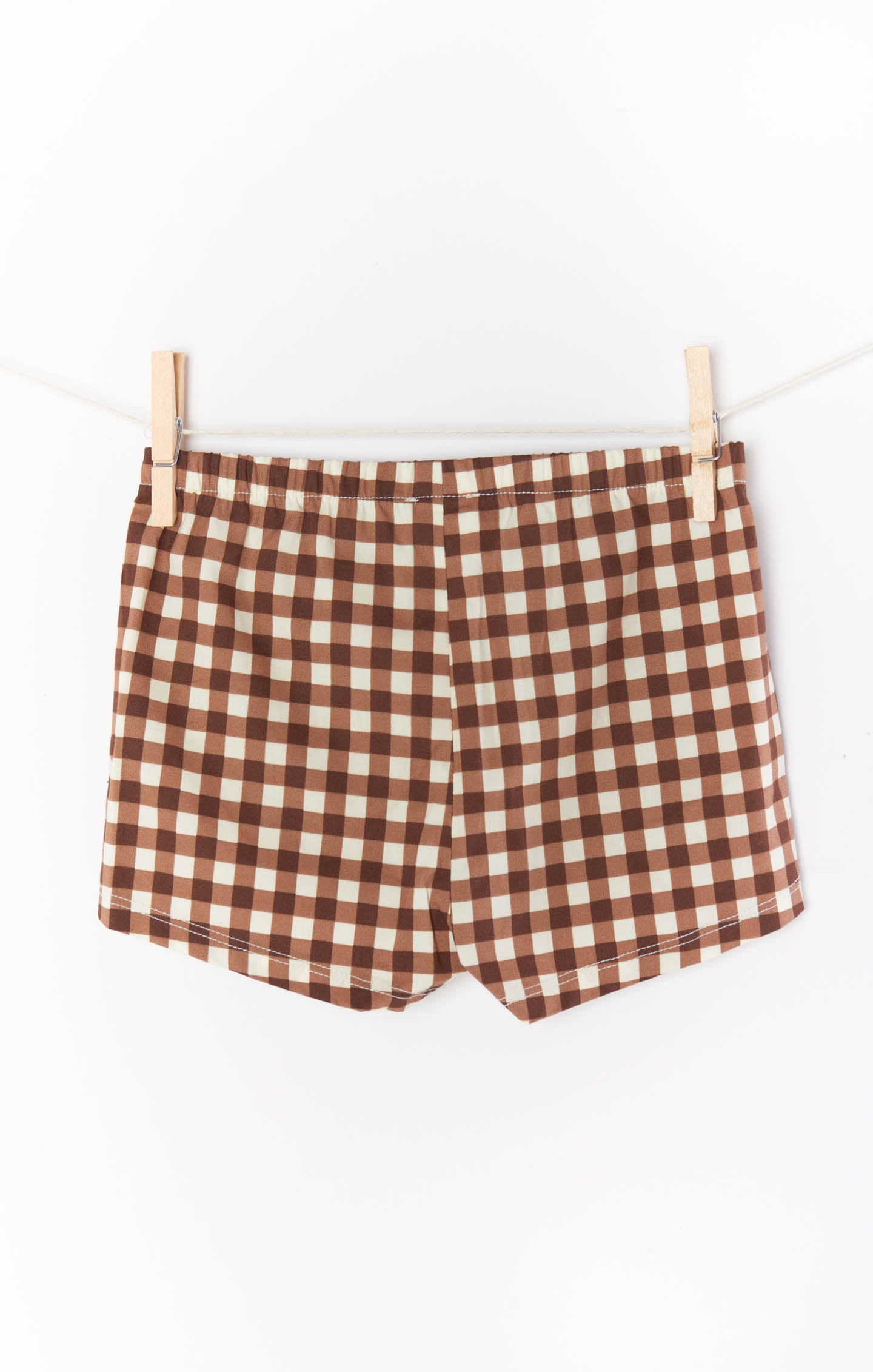 Baby Shorts with Adjustable Waist - Brown Gingham | Lil Easy