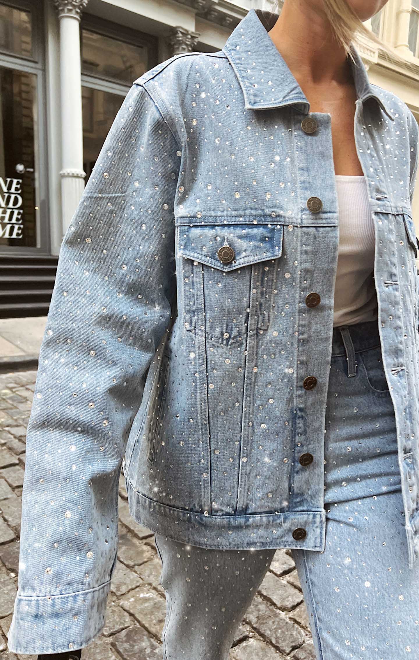 Sparkle Embellished Denim Jacket for Women | Dover Indigo