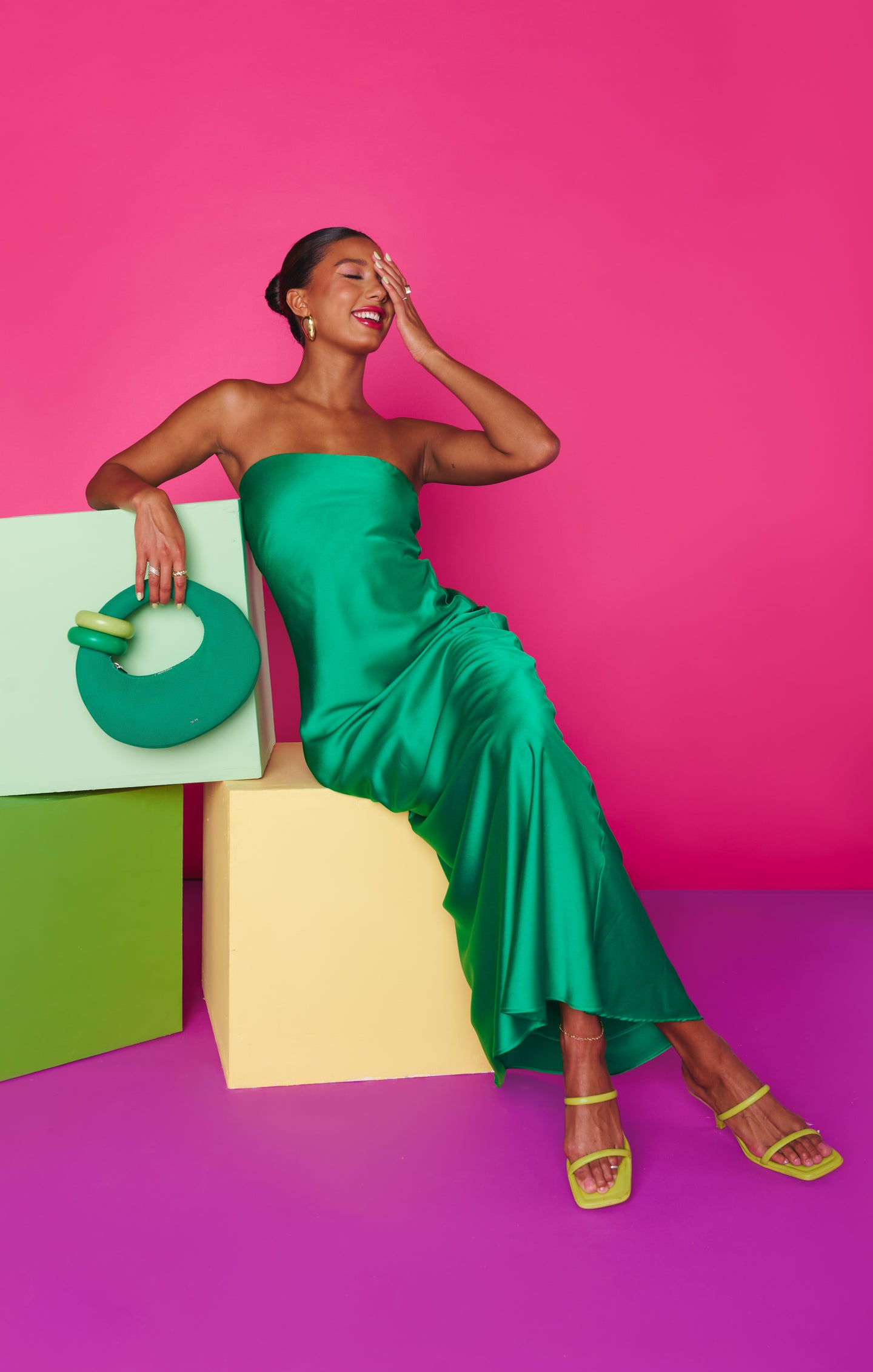Clover Green Satin Tube Dress | Strapless Maxi for Events - Taylor