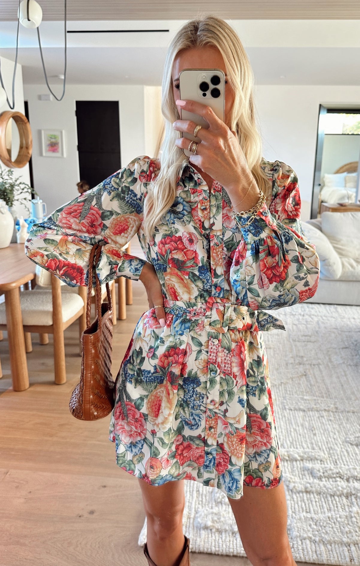 Flowy Collared Mini Dress with Adjustable Belt | Carrie Dress