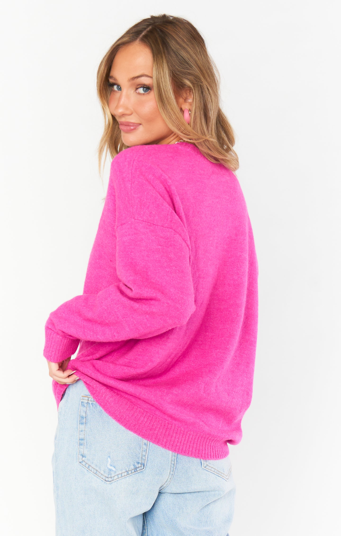 Fuschia Knit Sweater for Layering | Feel Good
