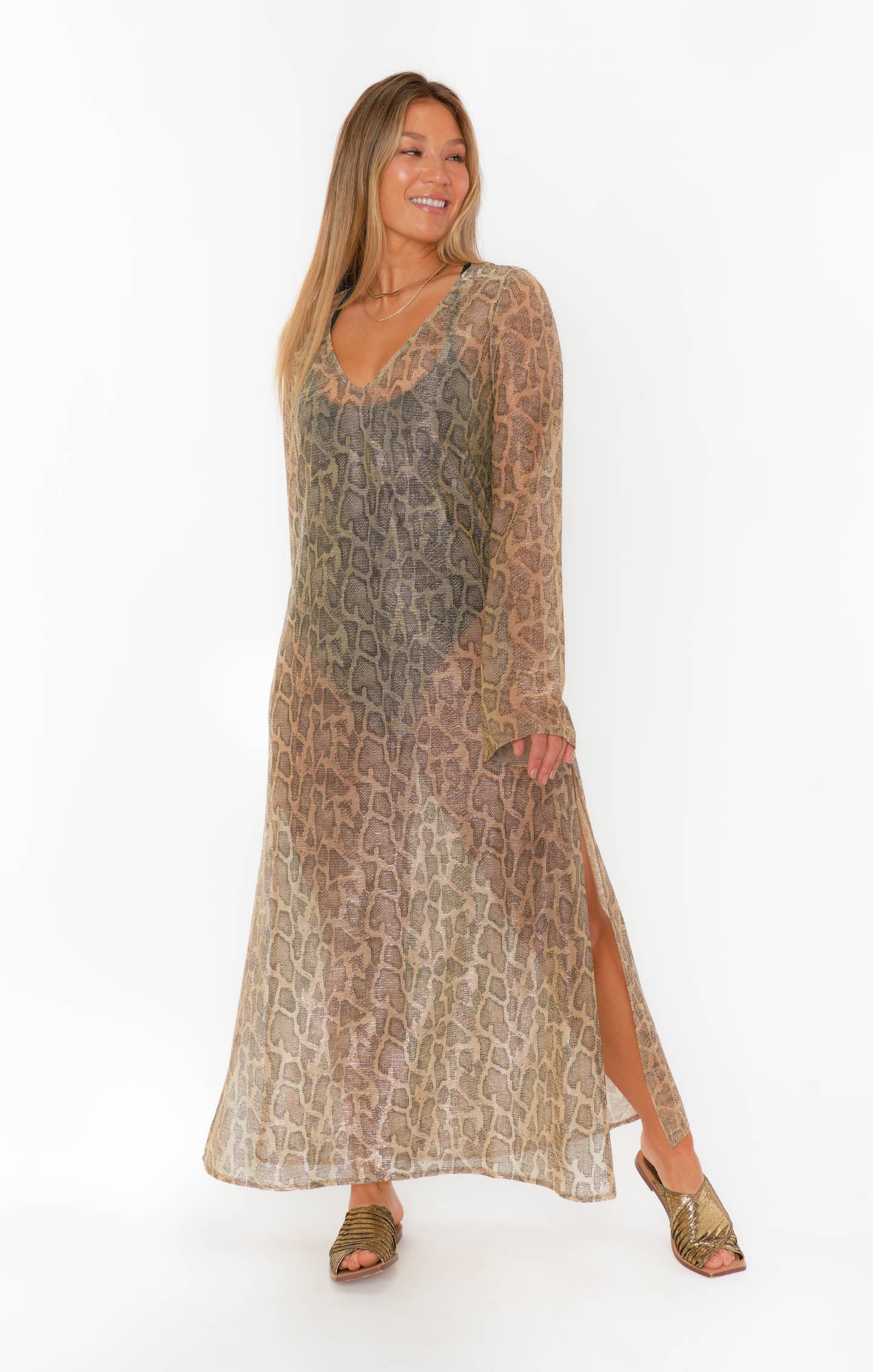 Glitter Python Mesh Maxi Cover Up for Beach | Santos