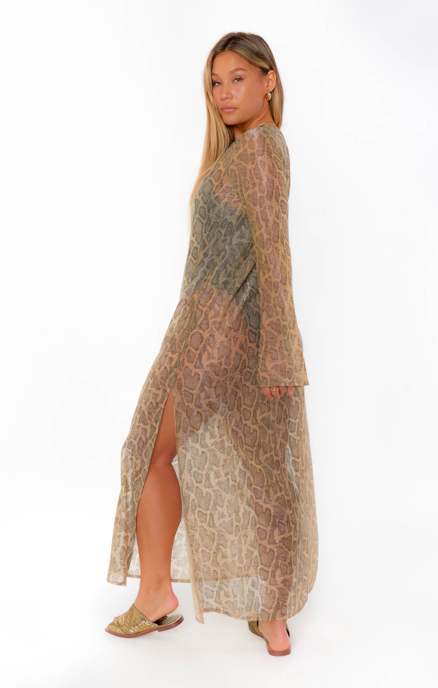 Glitter Python Mesh Maxi Cover Up for Beach | Santos