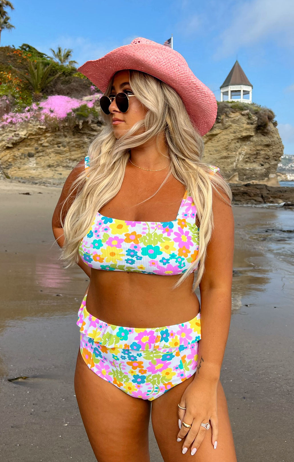 Ribbed Square Neck Top for Beach & Pool | Pacific Petal Pop