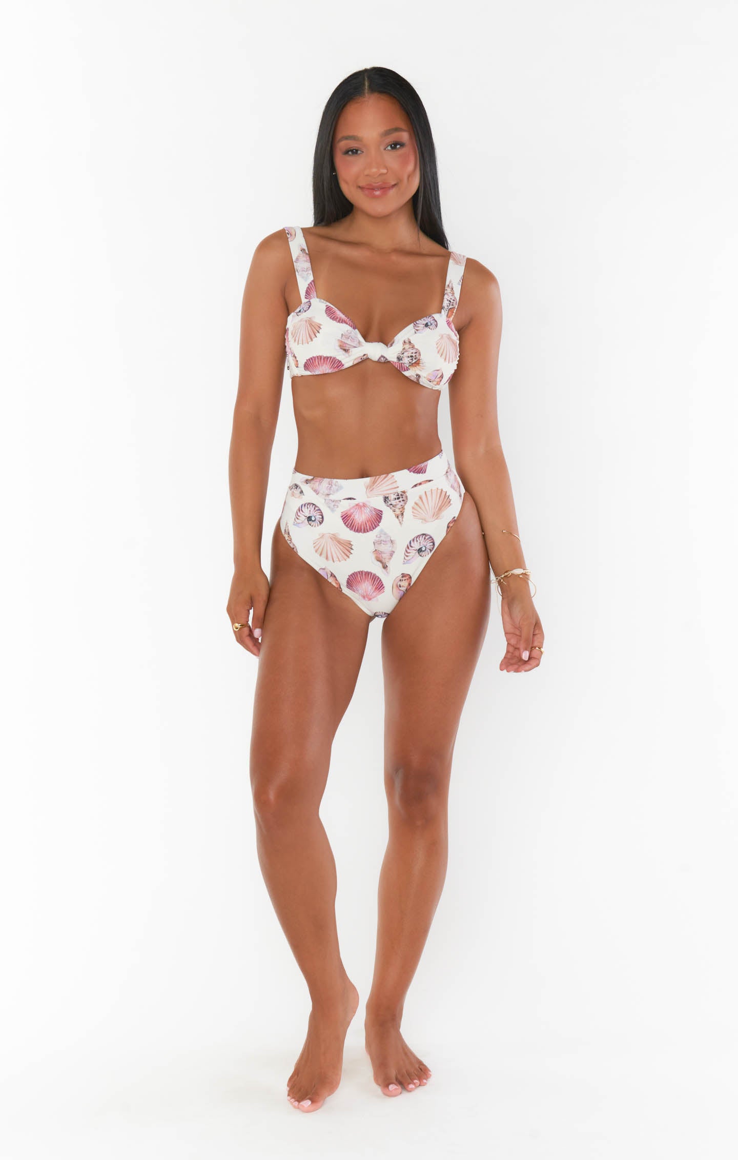 White Shells Bandeau Bikini Top with Adjustable Straps | Aruba