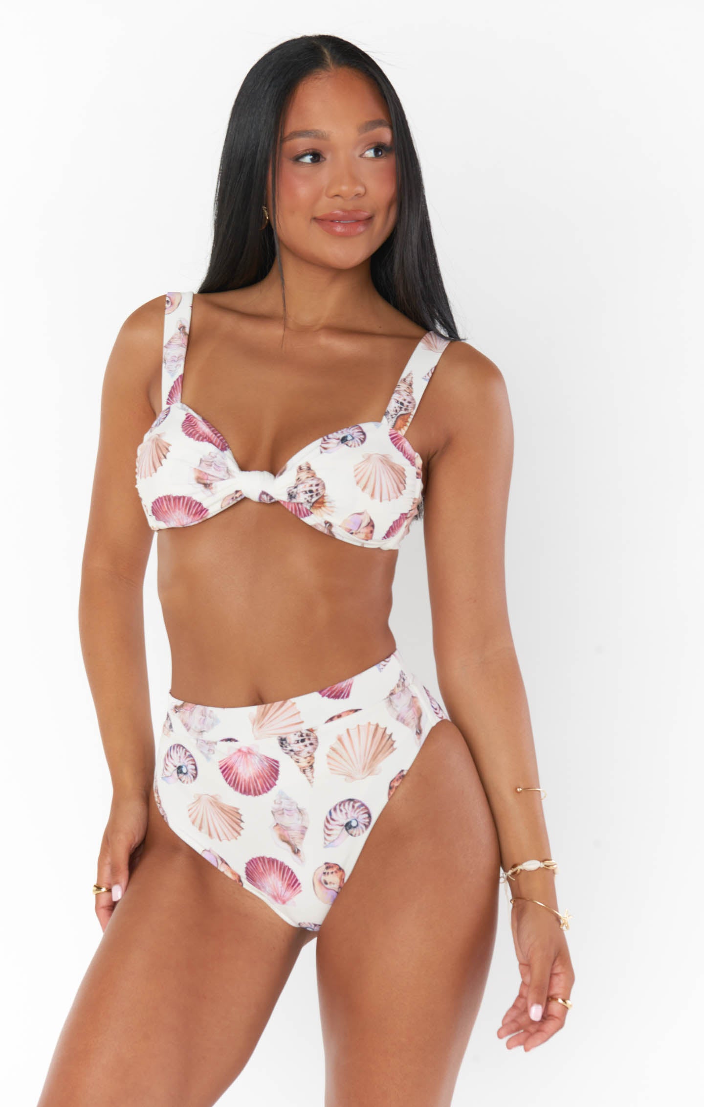 White Shells Bandeau Bikini Top with Adjustable Straps | Aruba
