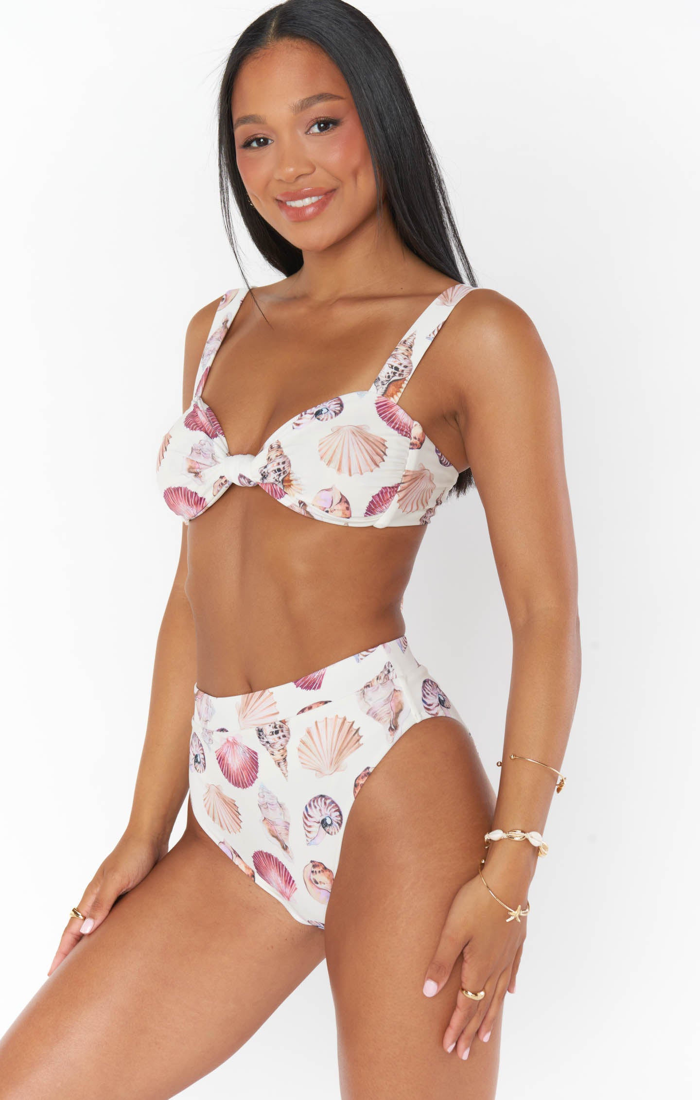 White Shells Bandeau Bikini Top with Adjustable Straps | Aruba