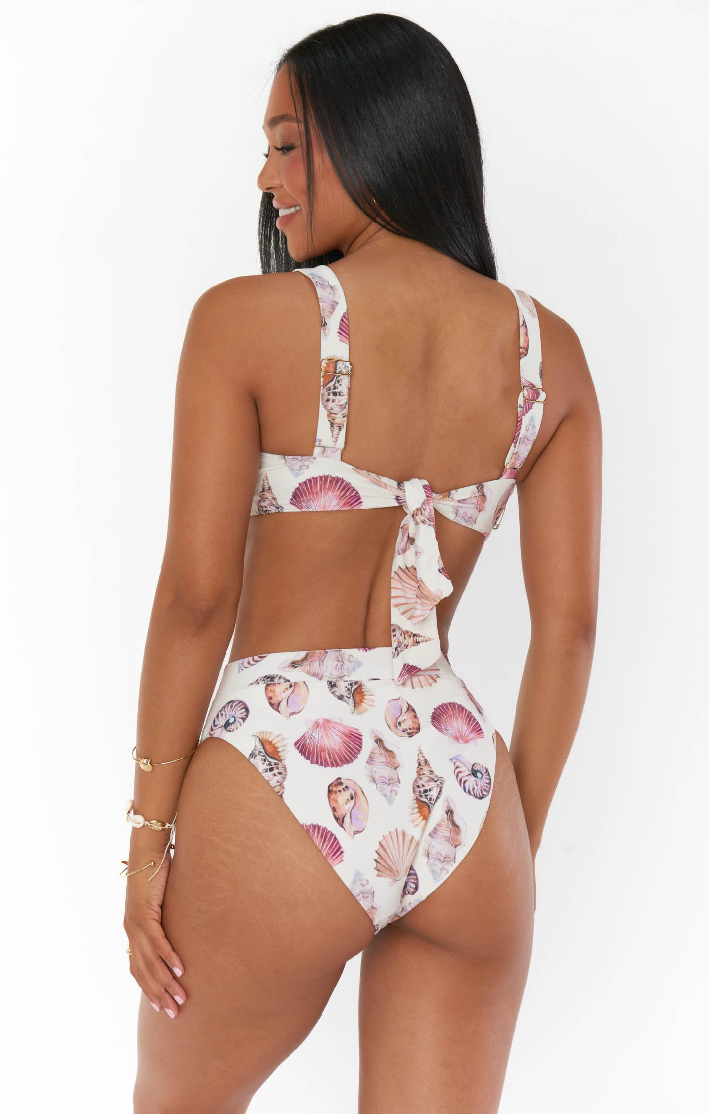 White Shells Bandeau Bikini Top with Adjustable Straps | Aruba