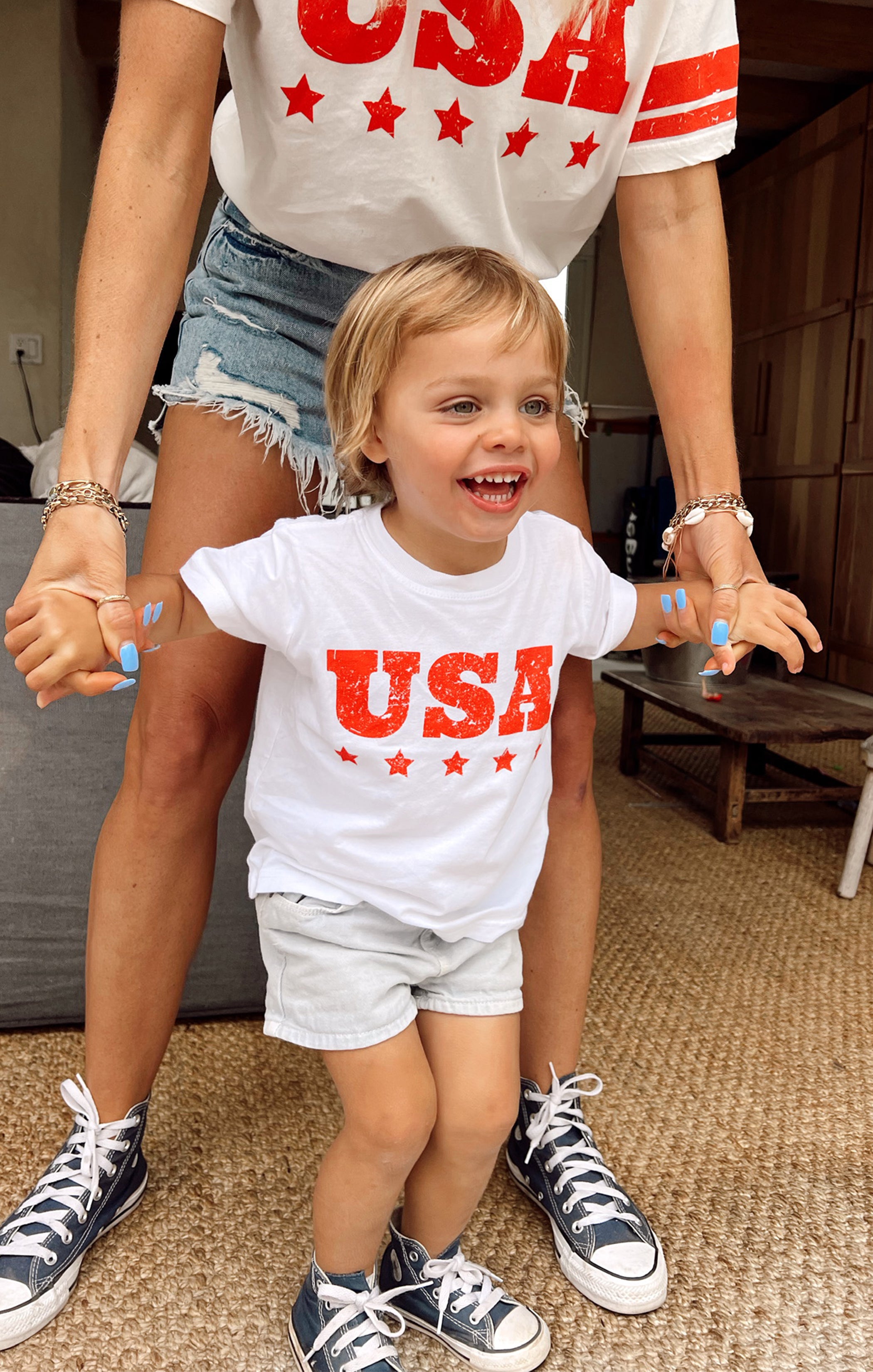 Wolfie Graphic Tee for Kids with USA Print | Scoop Neck Toddler Shirt