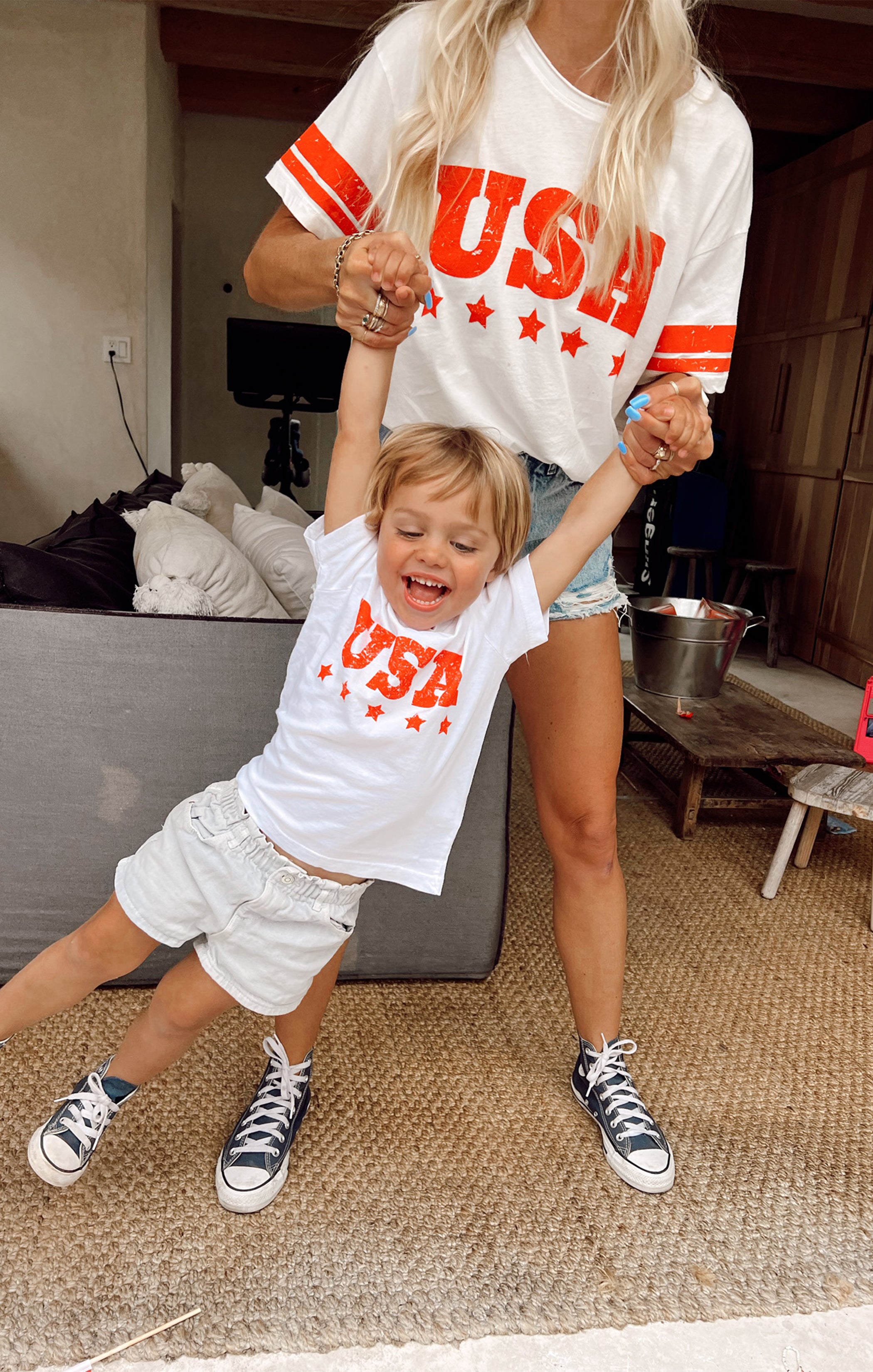 Wolfie Graphic Tee for Kids with USA Print | Scoop Neck Toddler Shirt