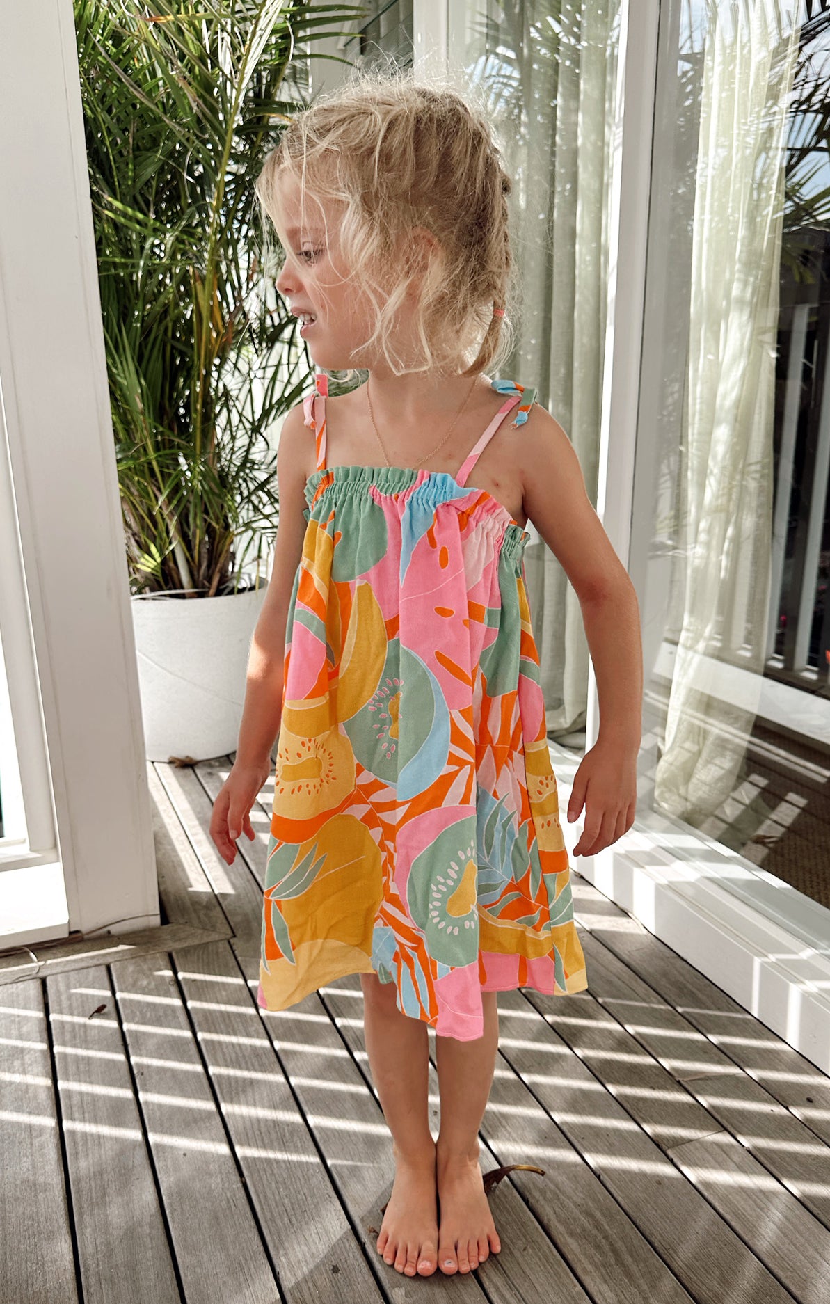 Tropical Fruit Print Baby Dress with Pockets | Little Angel Mini