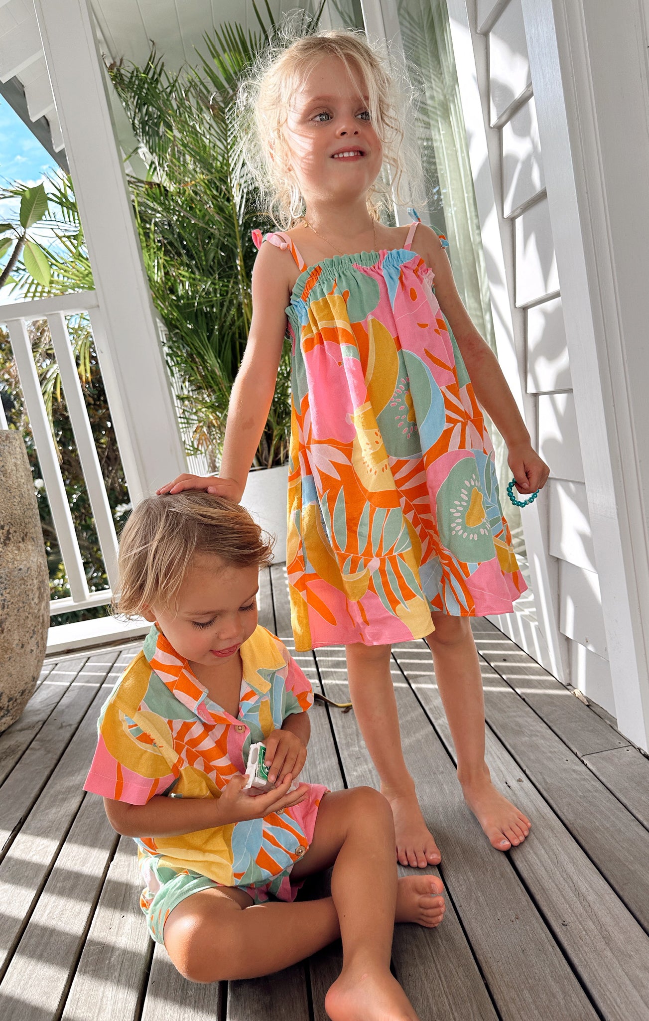 Tropical Fruit Print Baby Dress with Pockets | Little Angel Mini