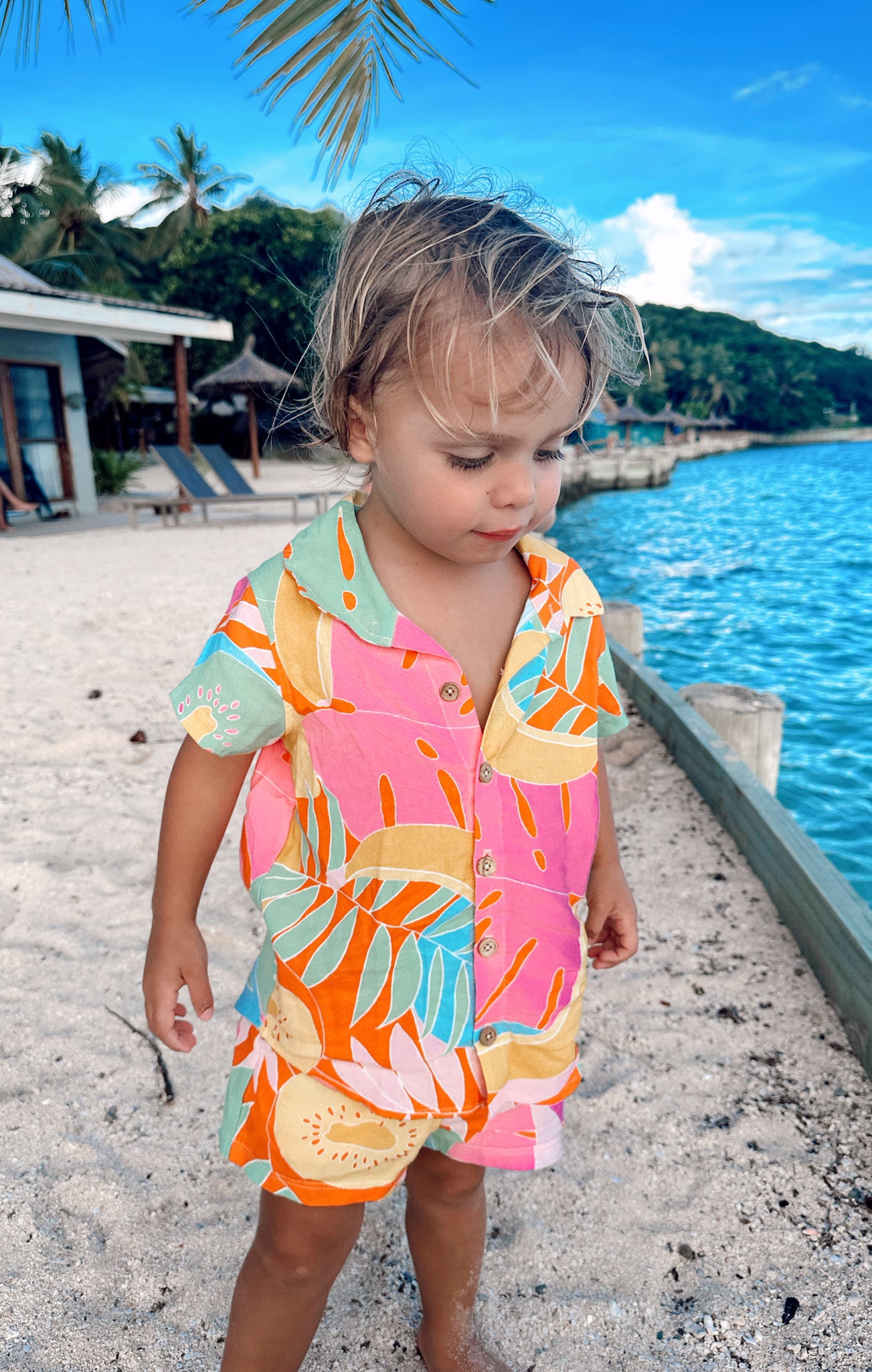 Tropical Fruit Button-Up Shirt for Toddlers | Lil Easy