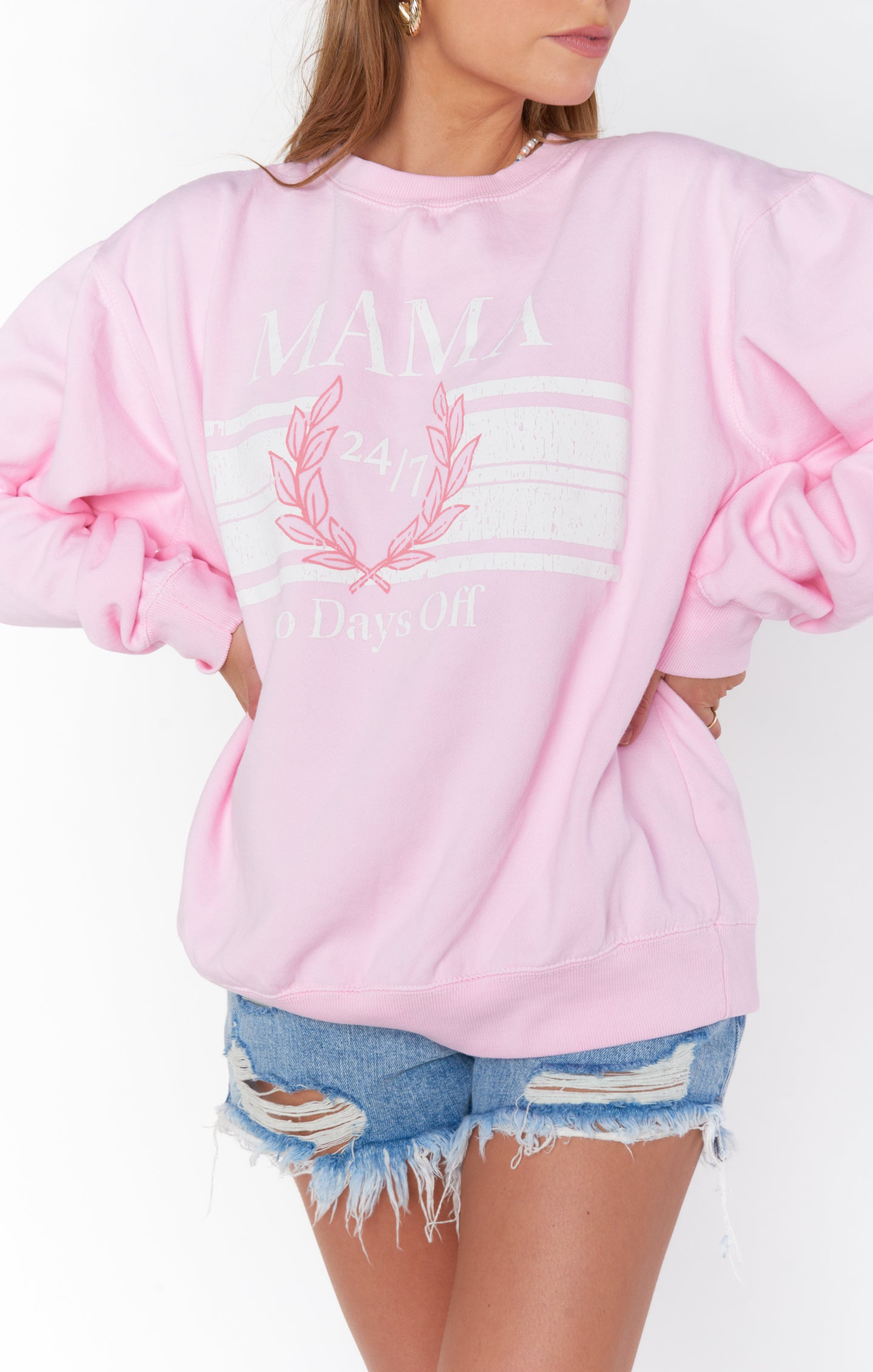 Oversized Pink Graphic Sweatshirt | No Days Off Crewneck