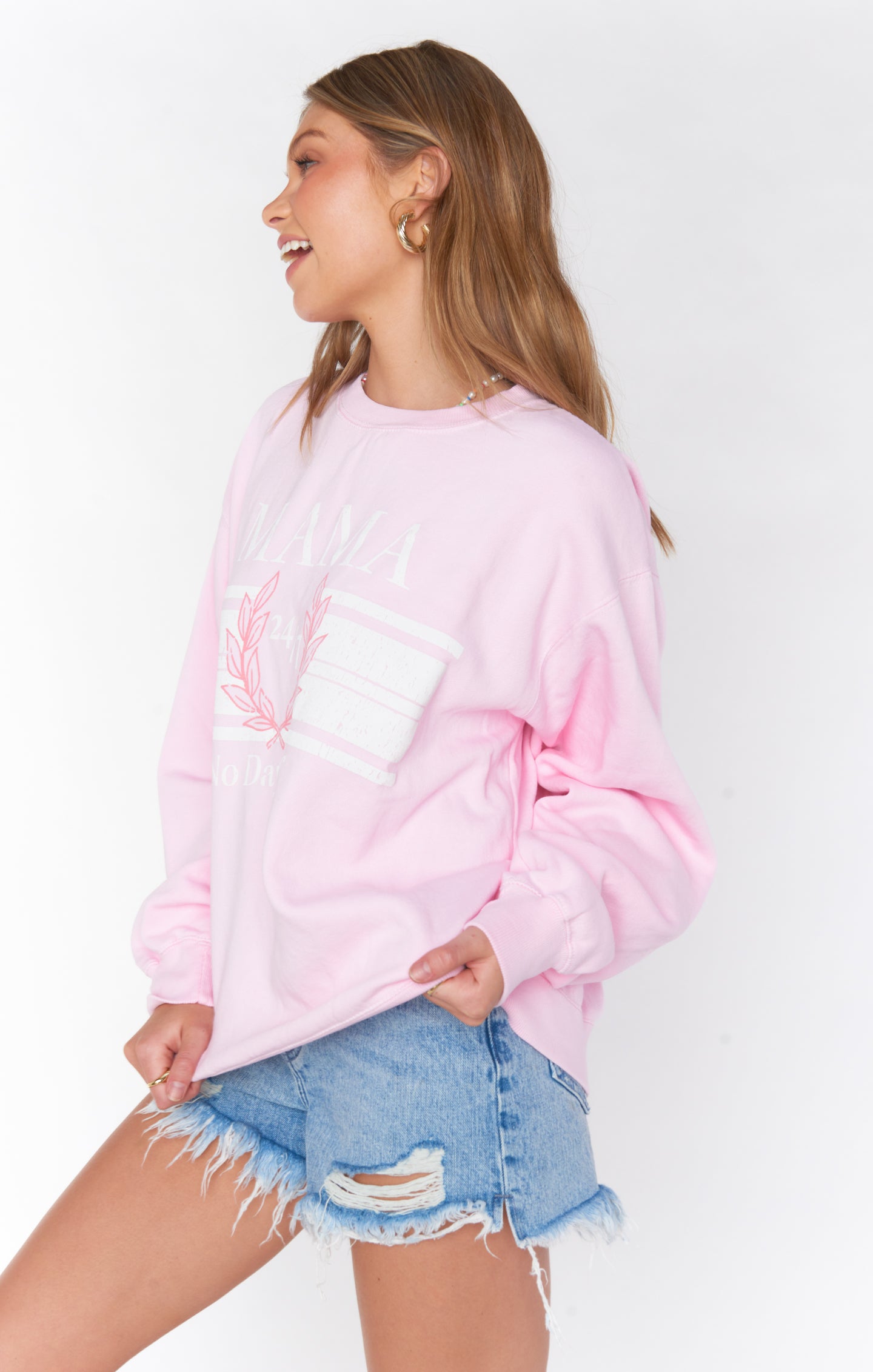Oversized Pink Graphic Sweatshirt | No Days Off Crewneck