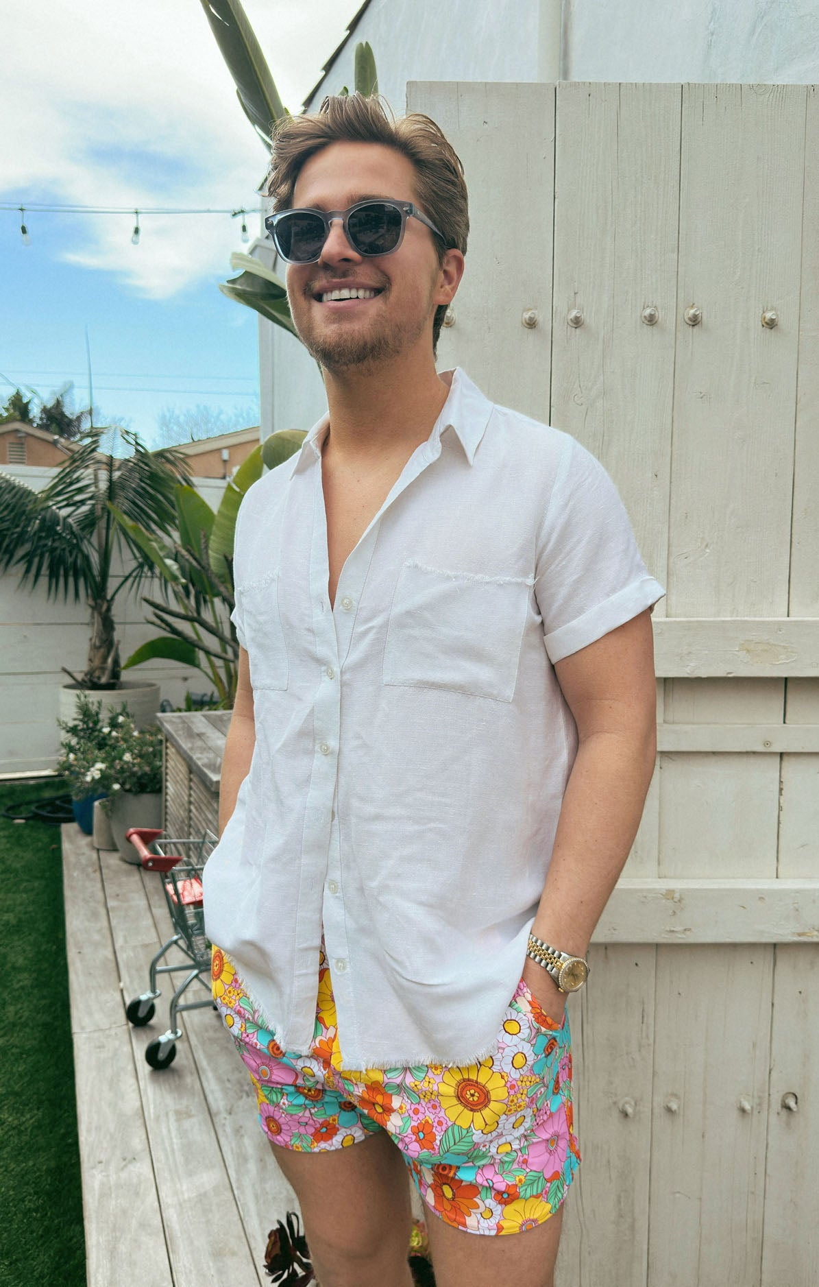 Floral Swim Trunks for Men with Drawstring Waist | Man Mu