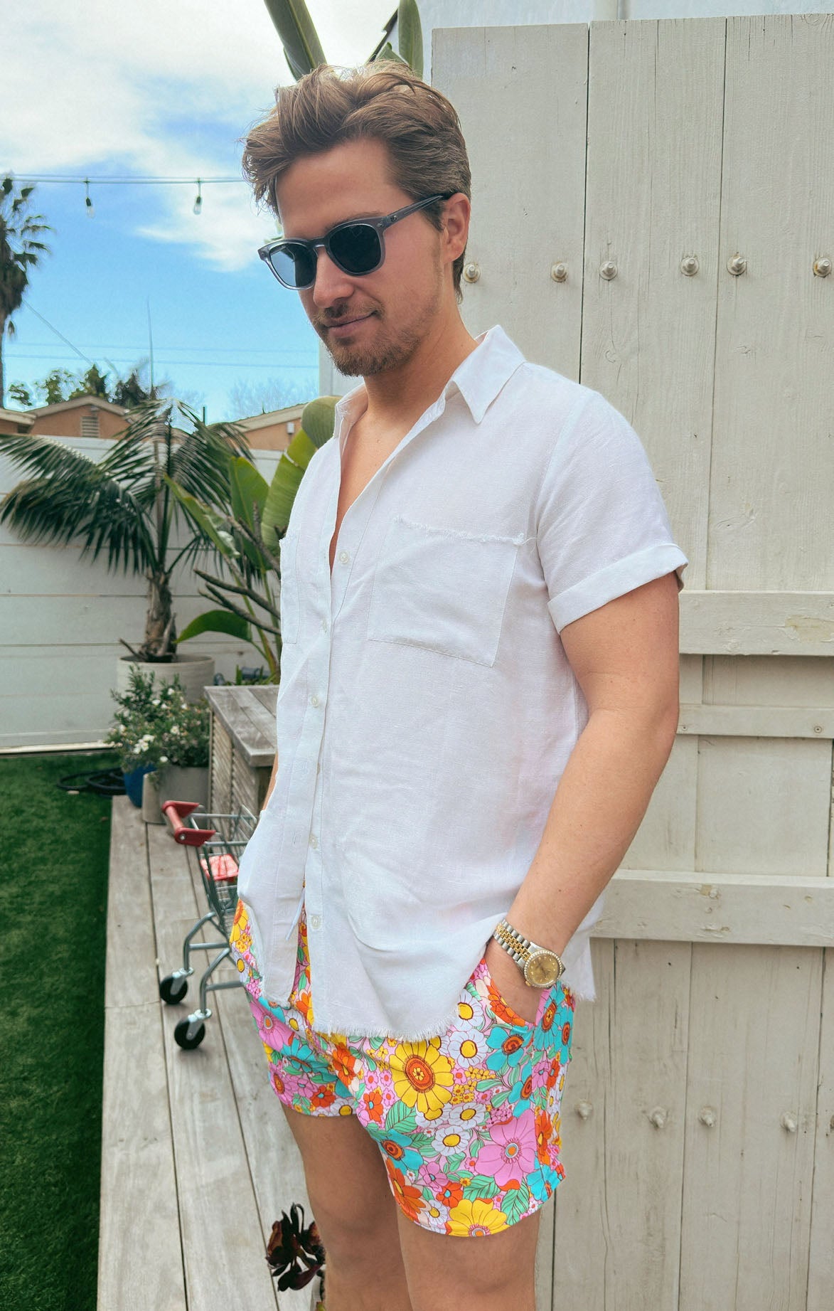 Floral Swim Trunks for Men with Drawstring Waist | Man Mu