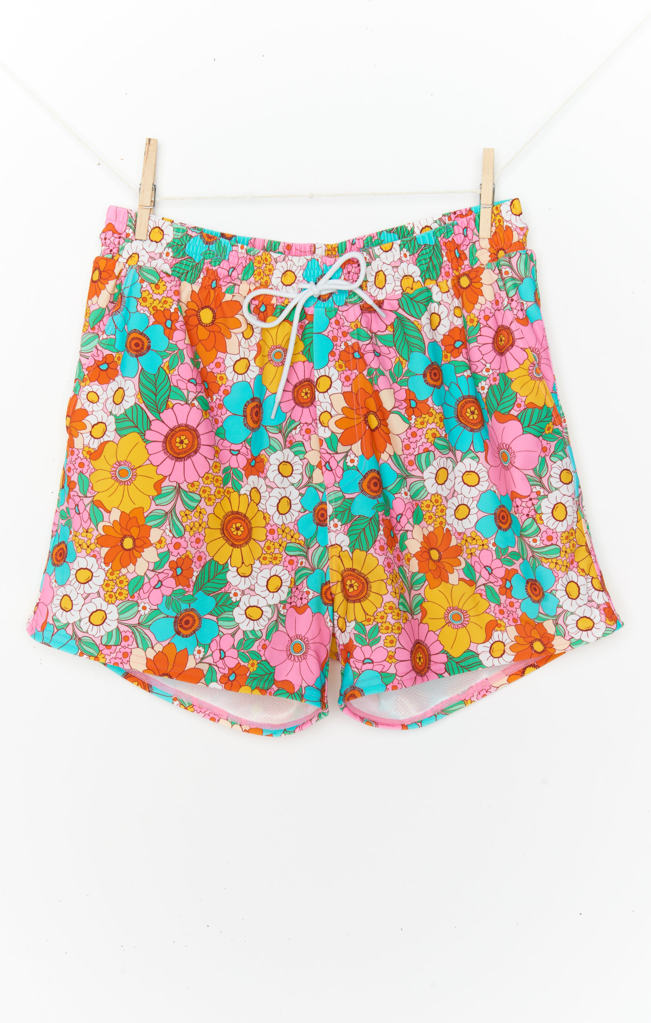 Floral Swim Trunks for Men with Drawstring Waist | Man Mu