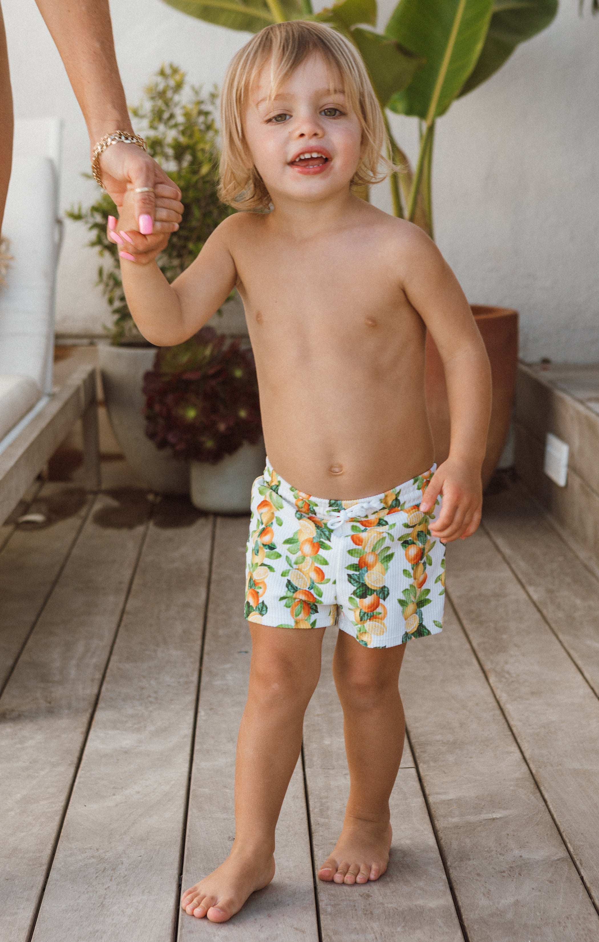 Boys' Citrus Swim Trunks with Tie Waist | Little Grom