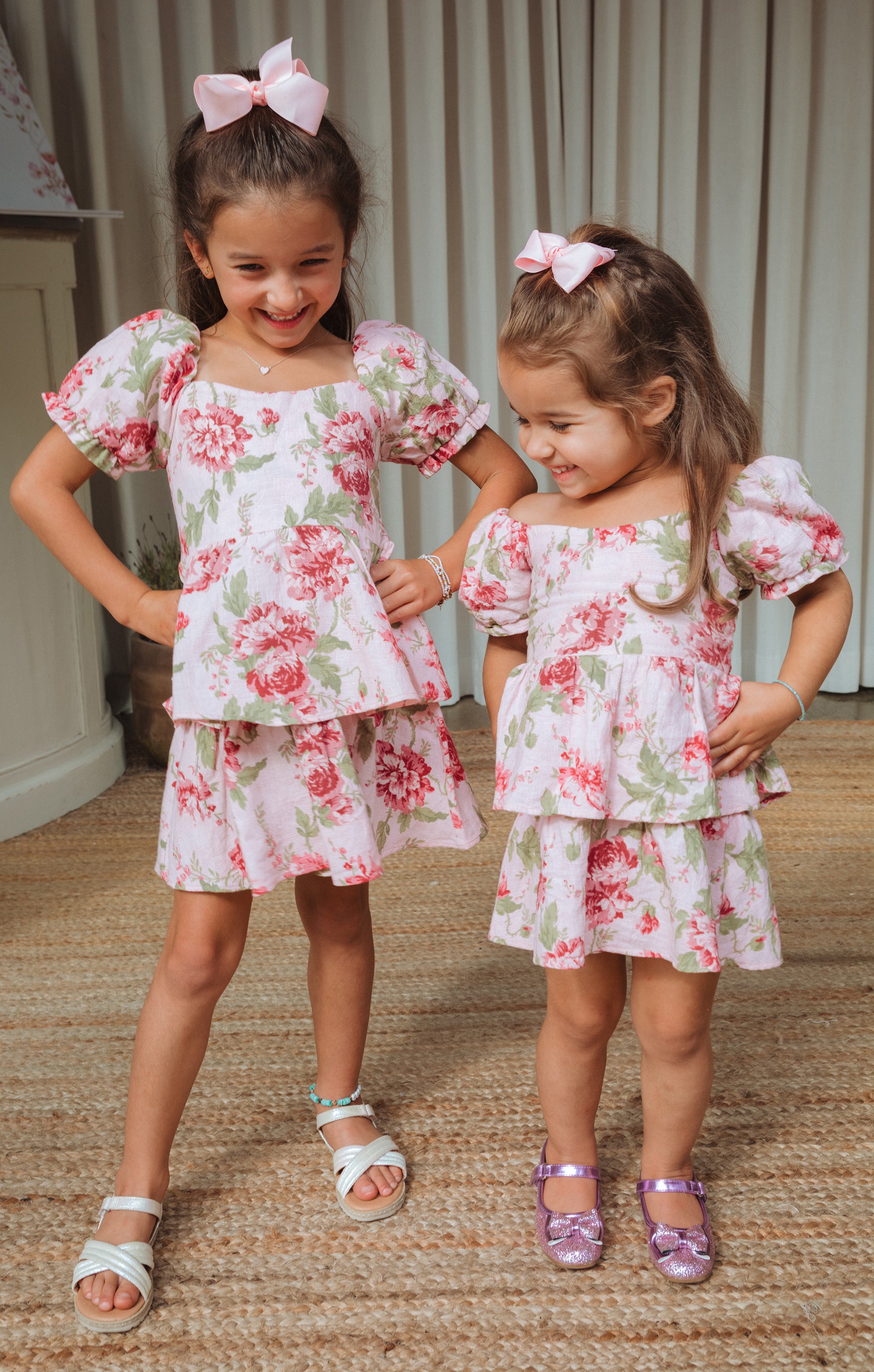 Romantic Garden Mini Dress with Puffed Sleeves | Little Miss