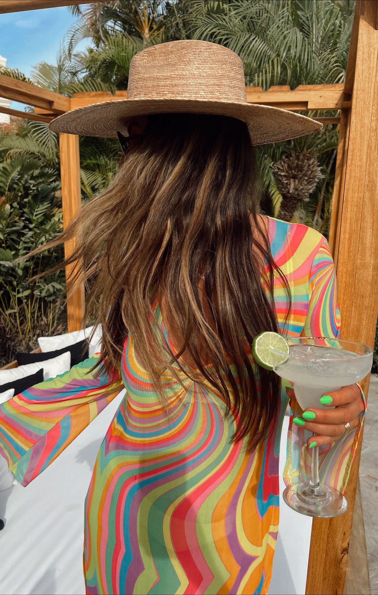 Tropical Mesh Maxi Cover Up for Beach | Santos Long Sleeve