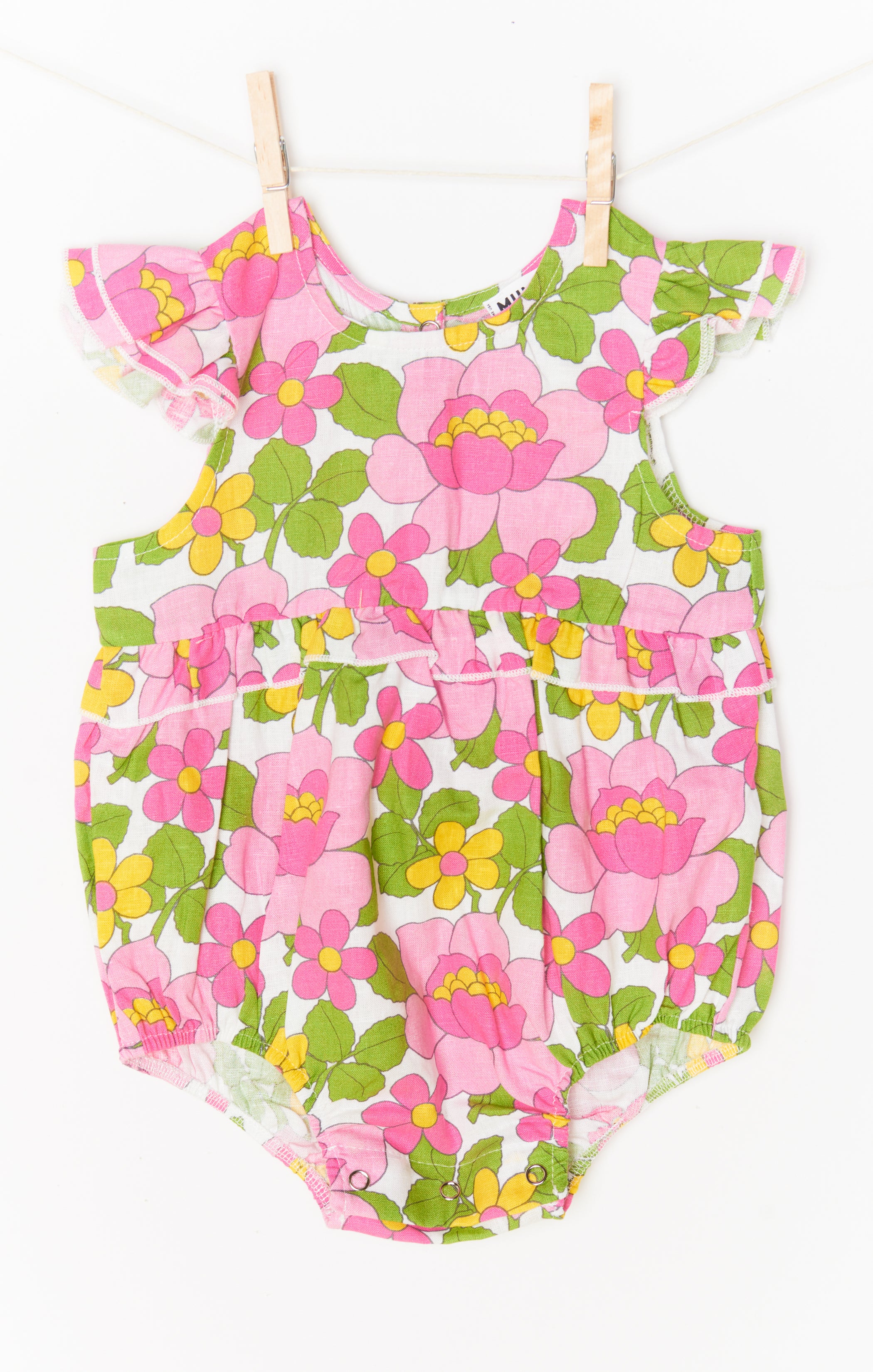 Floral Linen Onesie with Ruffled Sleeves | Soutas Baby