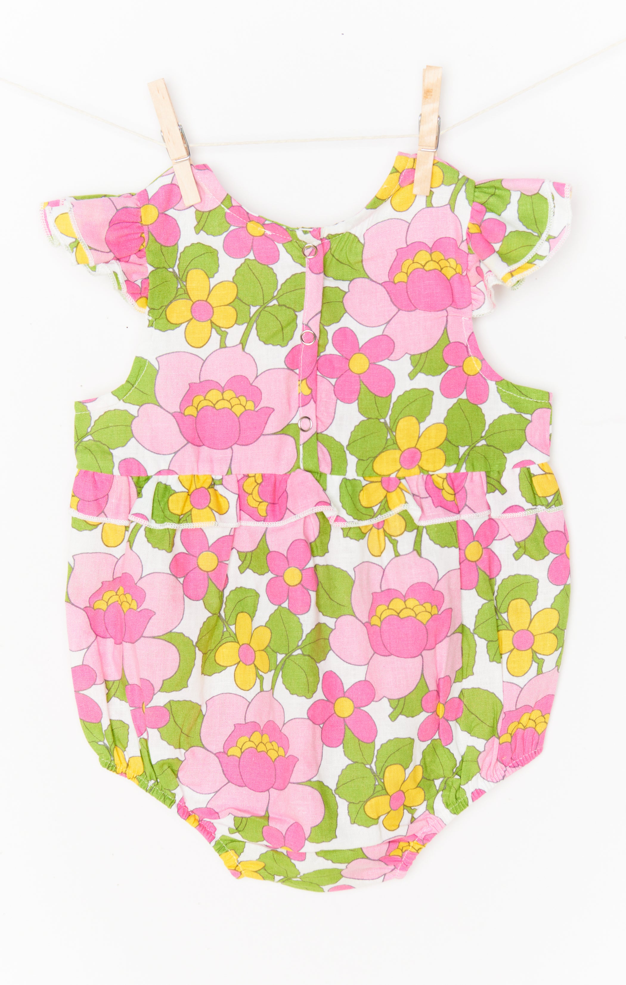 Floral Linen Onesie with Ruffled Sleeves | Soutas Baby