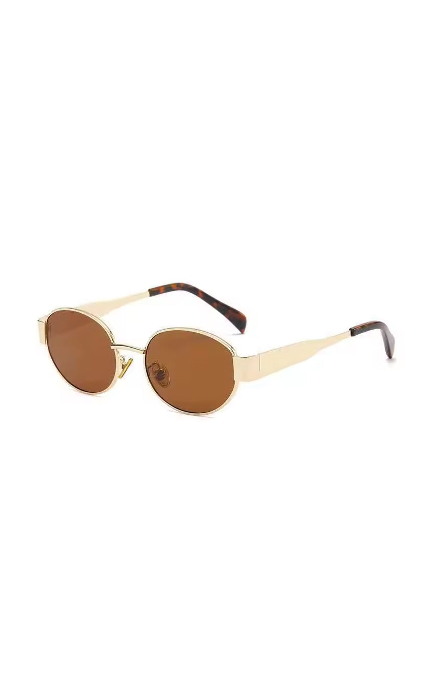 Retro Round Metal Sunglasses in Brown | The Emma