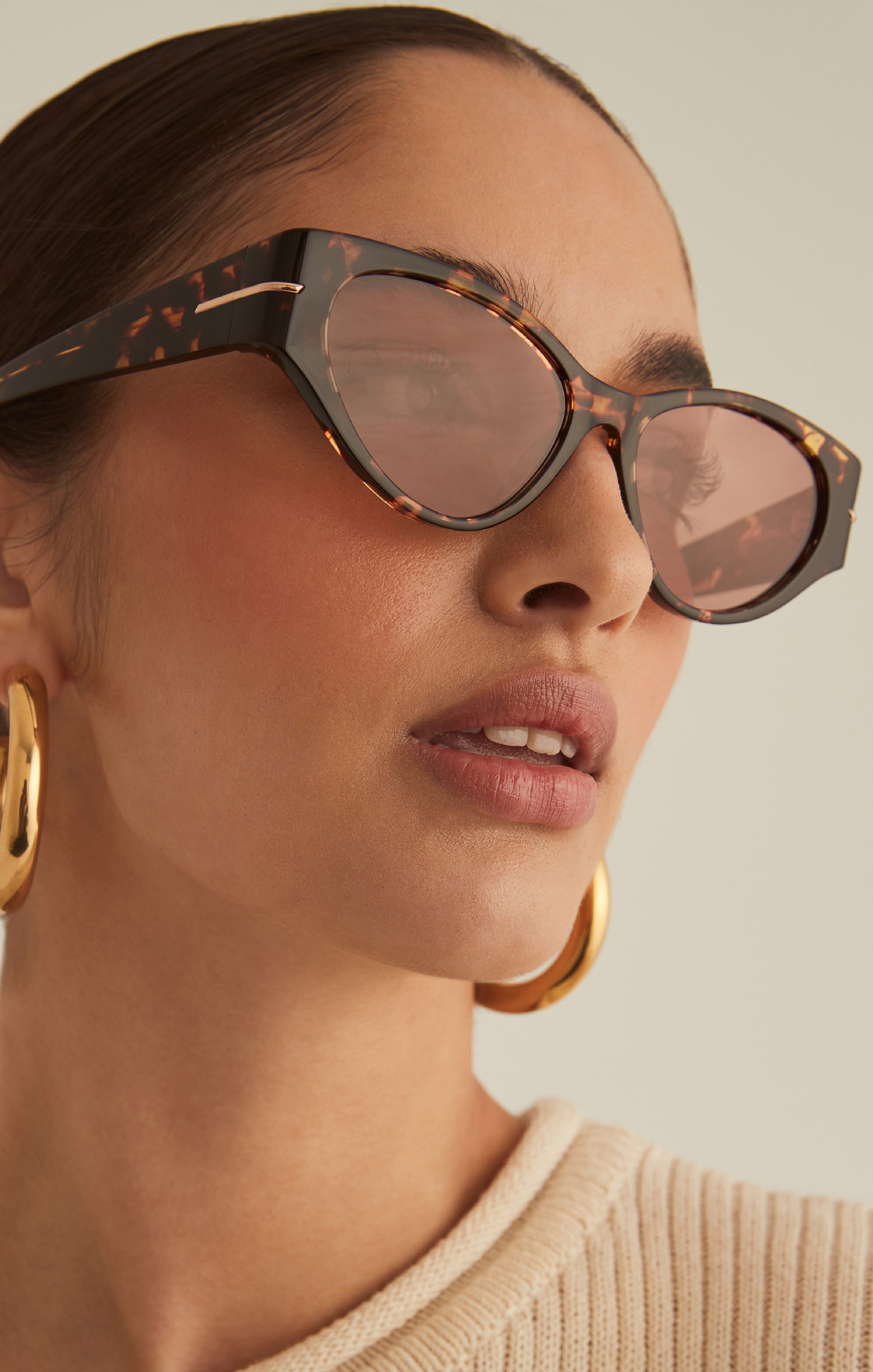 Retro Cat Eye Sunglasses with Gold Accents | Banbè The Hadid