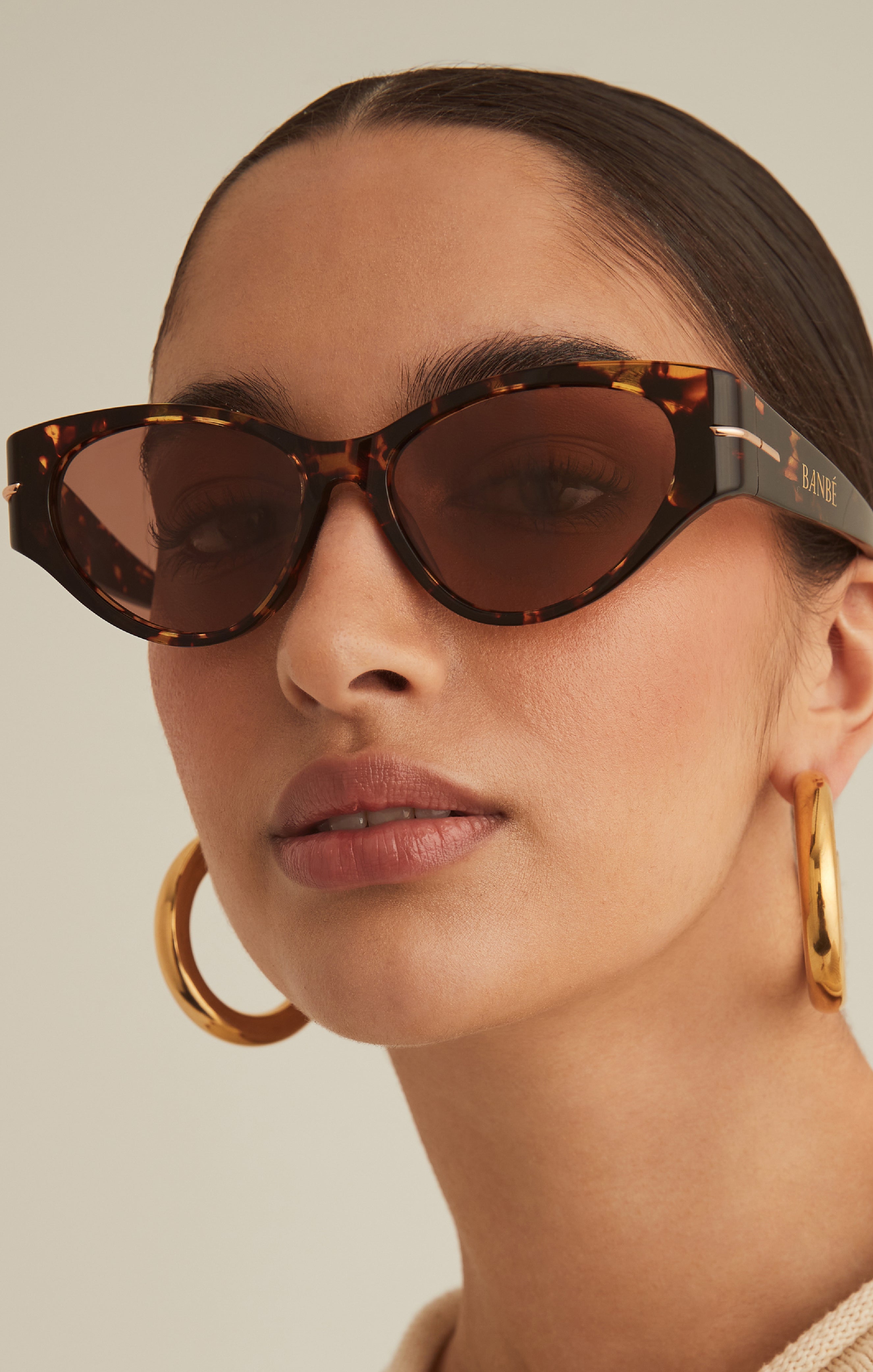 Retro Cat Eye Sunglasses with Gold Accents | Banbè The Hadid