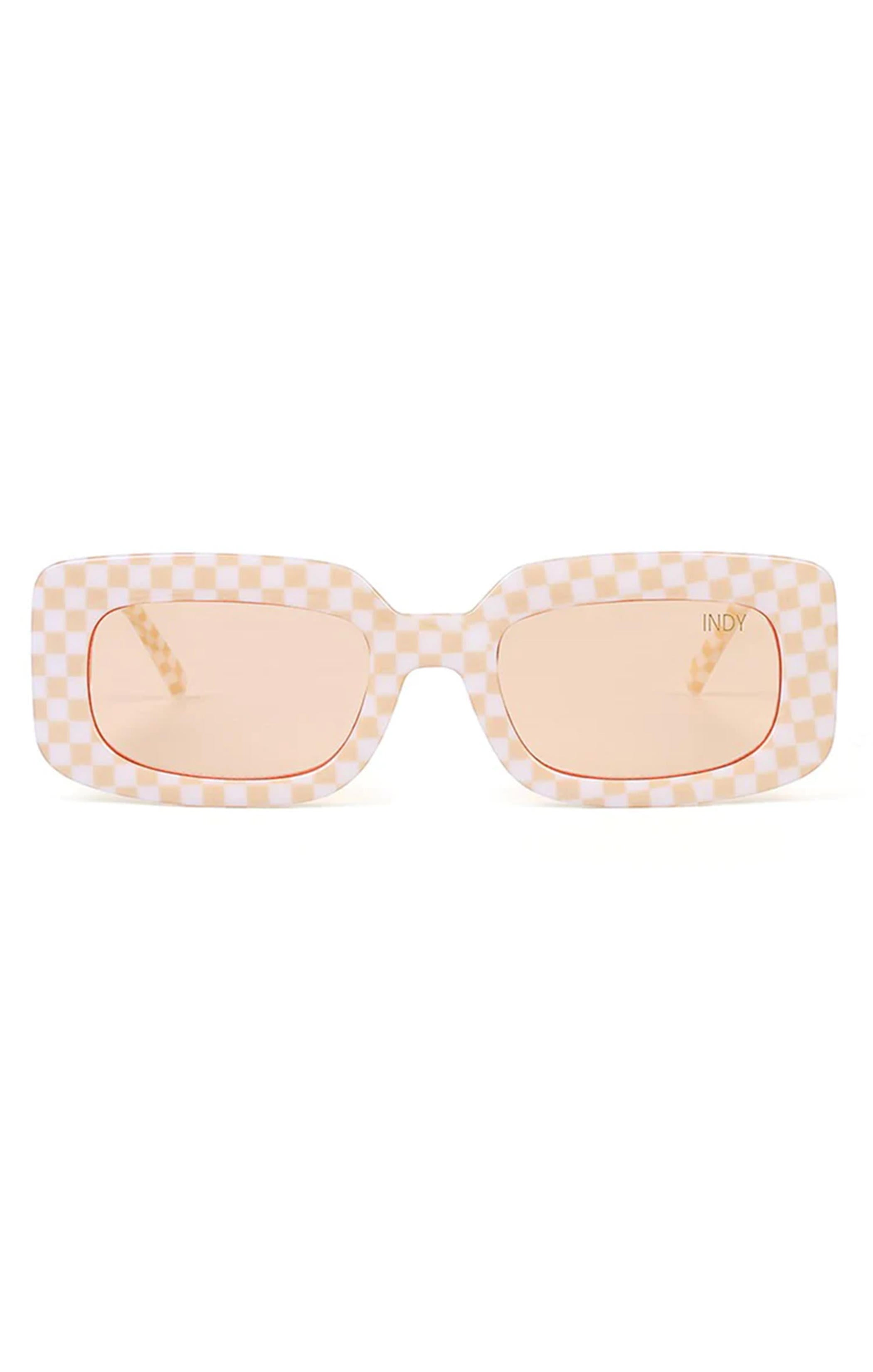 Beige Checkered Sunglasses for Women | INDY Dolly Shades