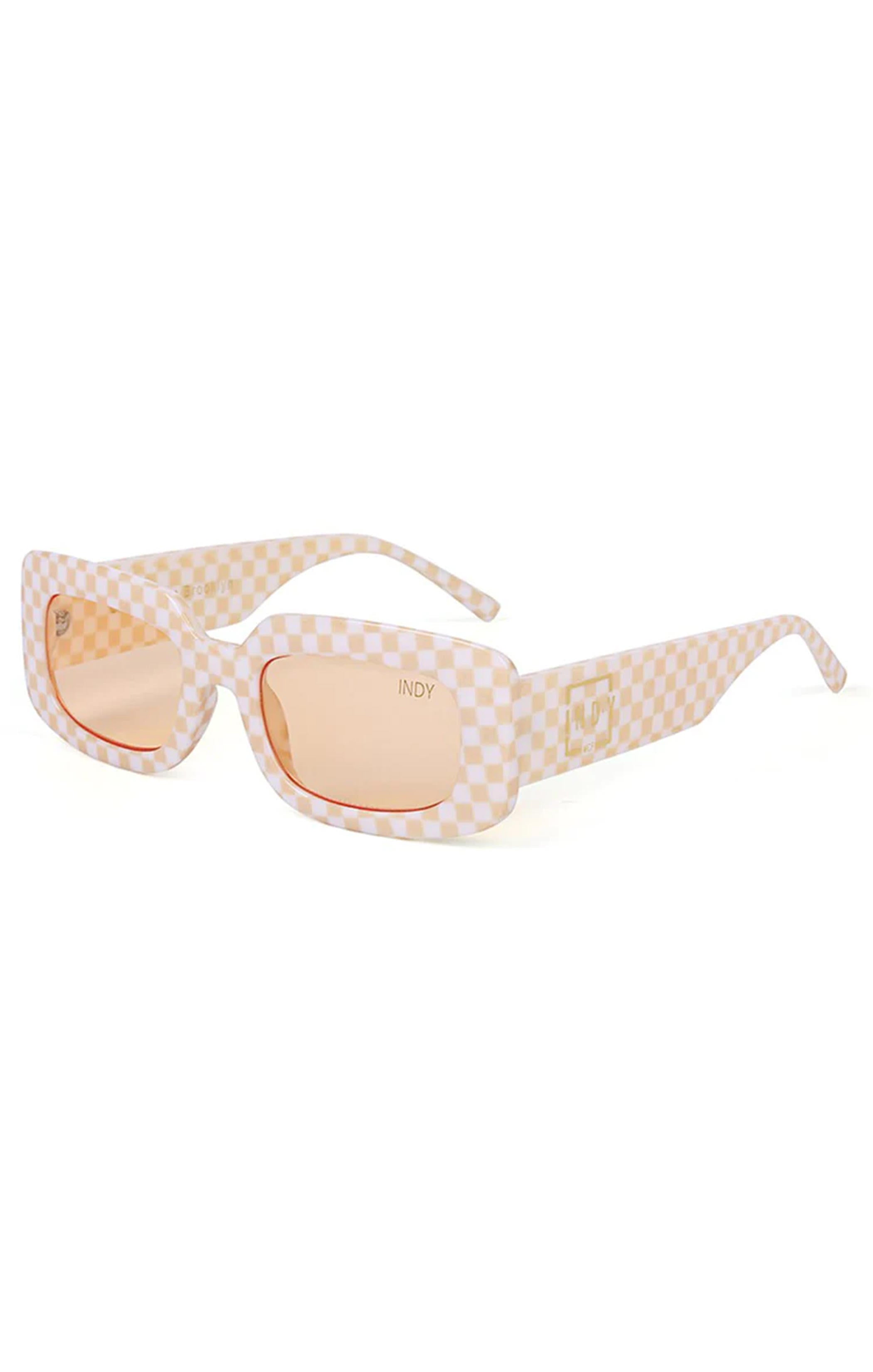 Beige Checkered Sunglasses for Women | INDY Dolly Shades
