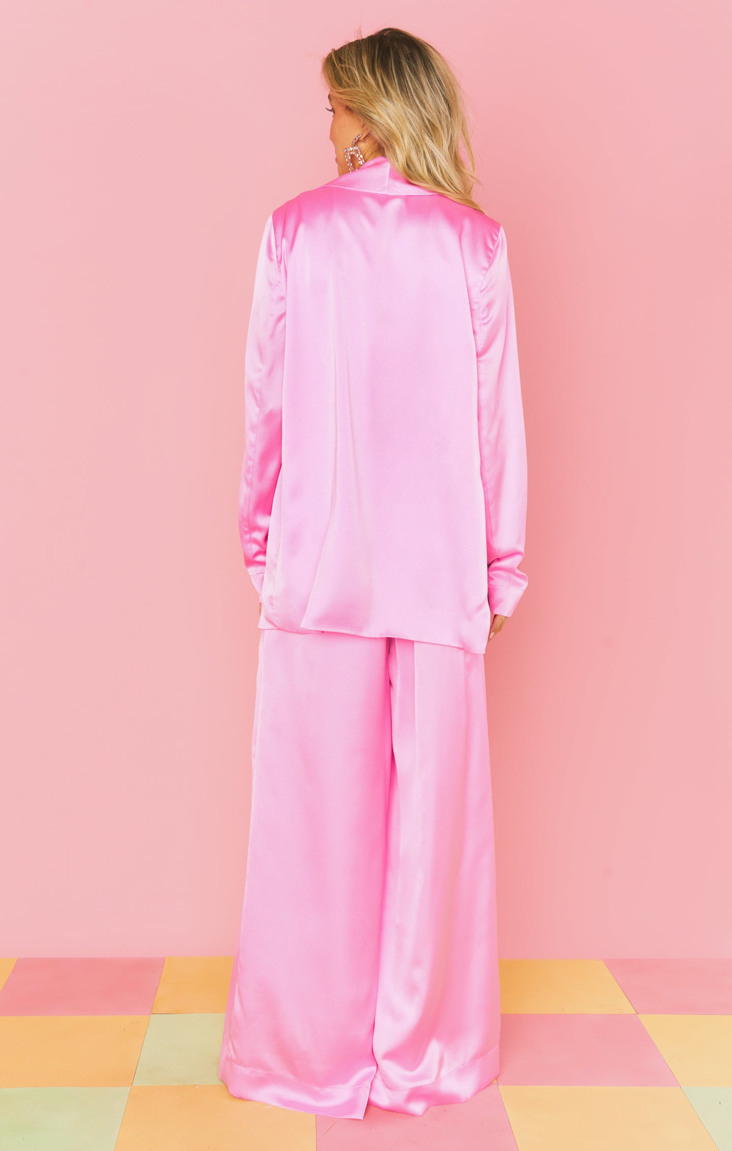 Pink Satin Blazer for Women | Luxe Felix Blousy Fit