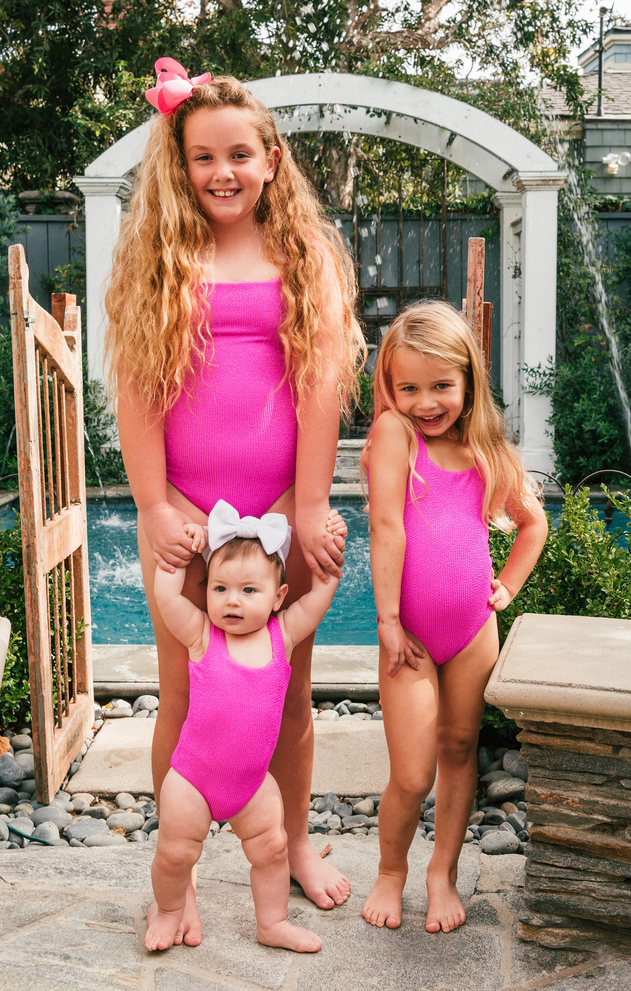 Hot Pink Scrunch One Piece Swimsuit for Kids | Coco Collection